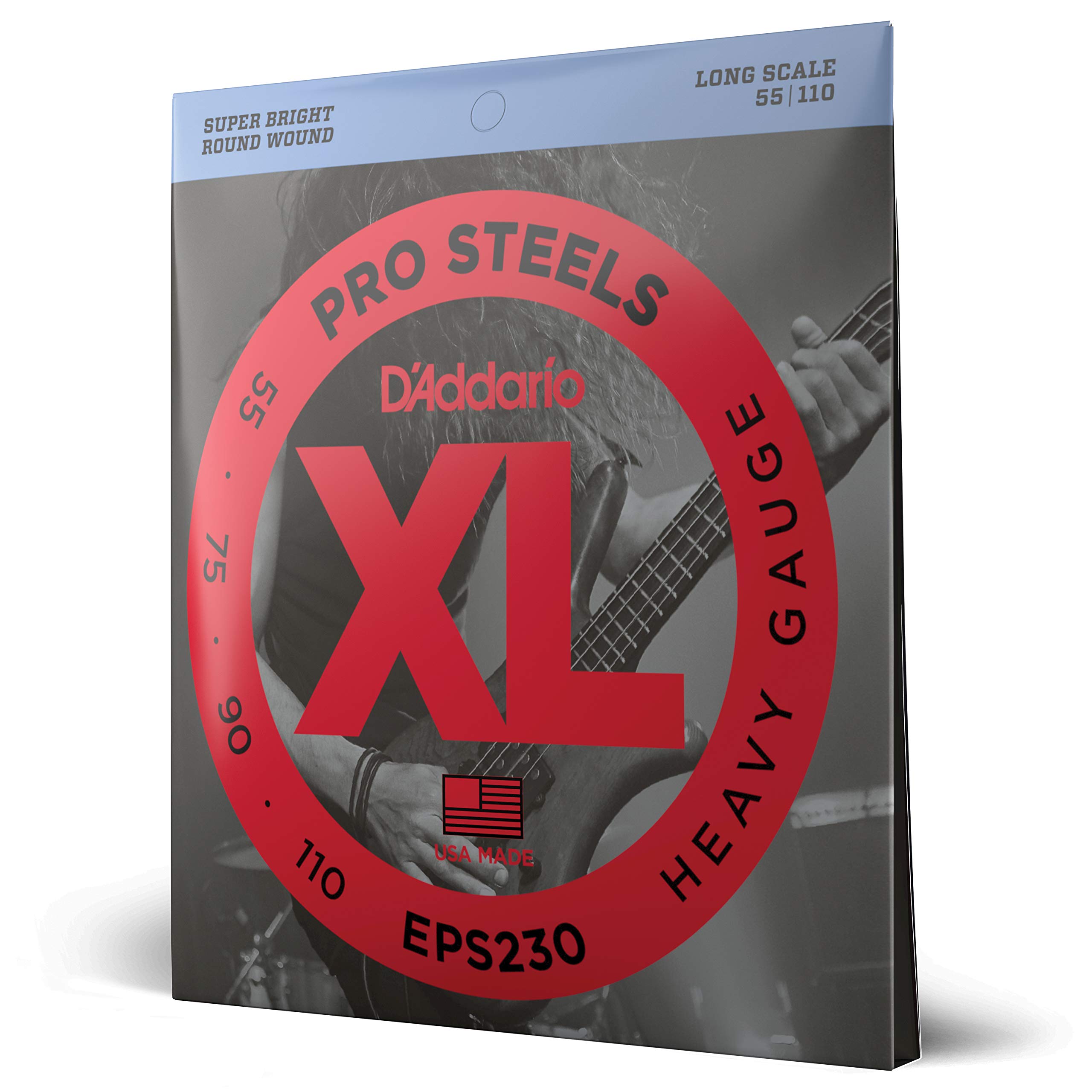D'Addario XL Pro Steels Bass Guitar Strings - Heavy Gauge 40-95, 4-String Set (Pack of 1) for Long Scale Bass Guitars - Perfect for Rock, Metal & Studio Recording