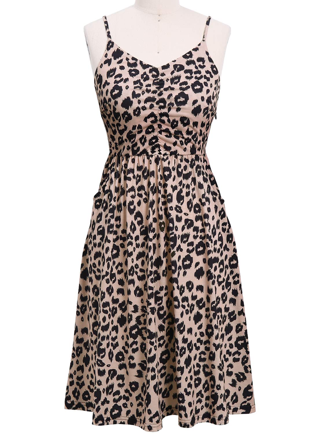 YATHON Women's Sleeveless Cotton A-Line Sundress with Spaghetti Straps & Pockets - Perfect for Summer Beach Vacations, Casual Outings & Date Nights