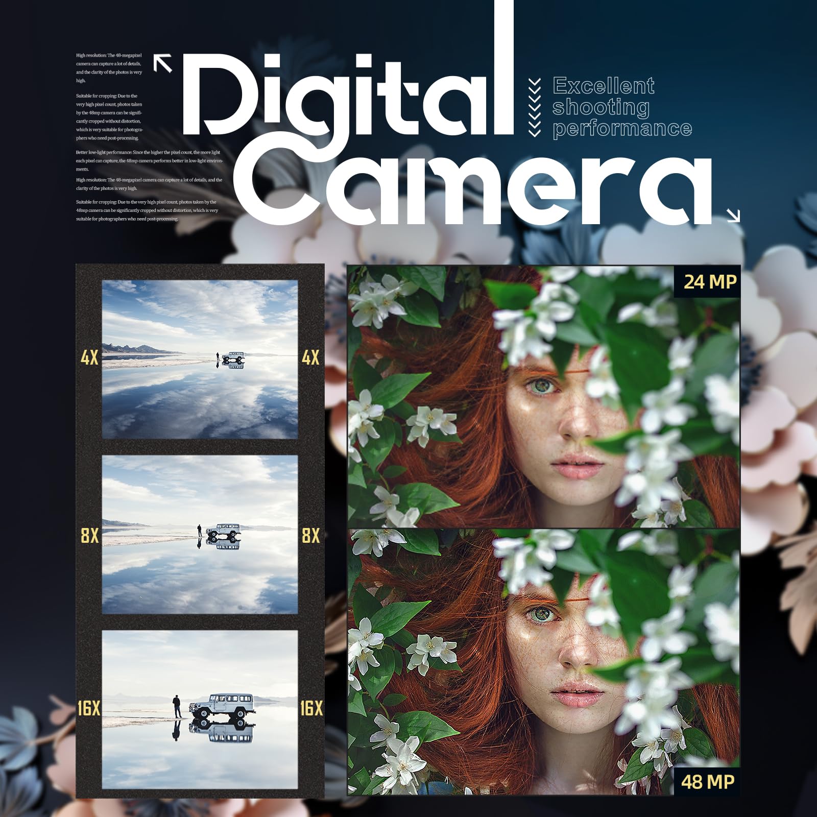 4K 48MP Digital Camera for Photography & Vlogging - WiFi YouTube Camera with 180° Flip Screen, Flash, 16X Zoom, Wide-Angle & Macro Lens - Perfect for Travel, Blogging & Content Creation