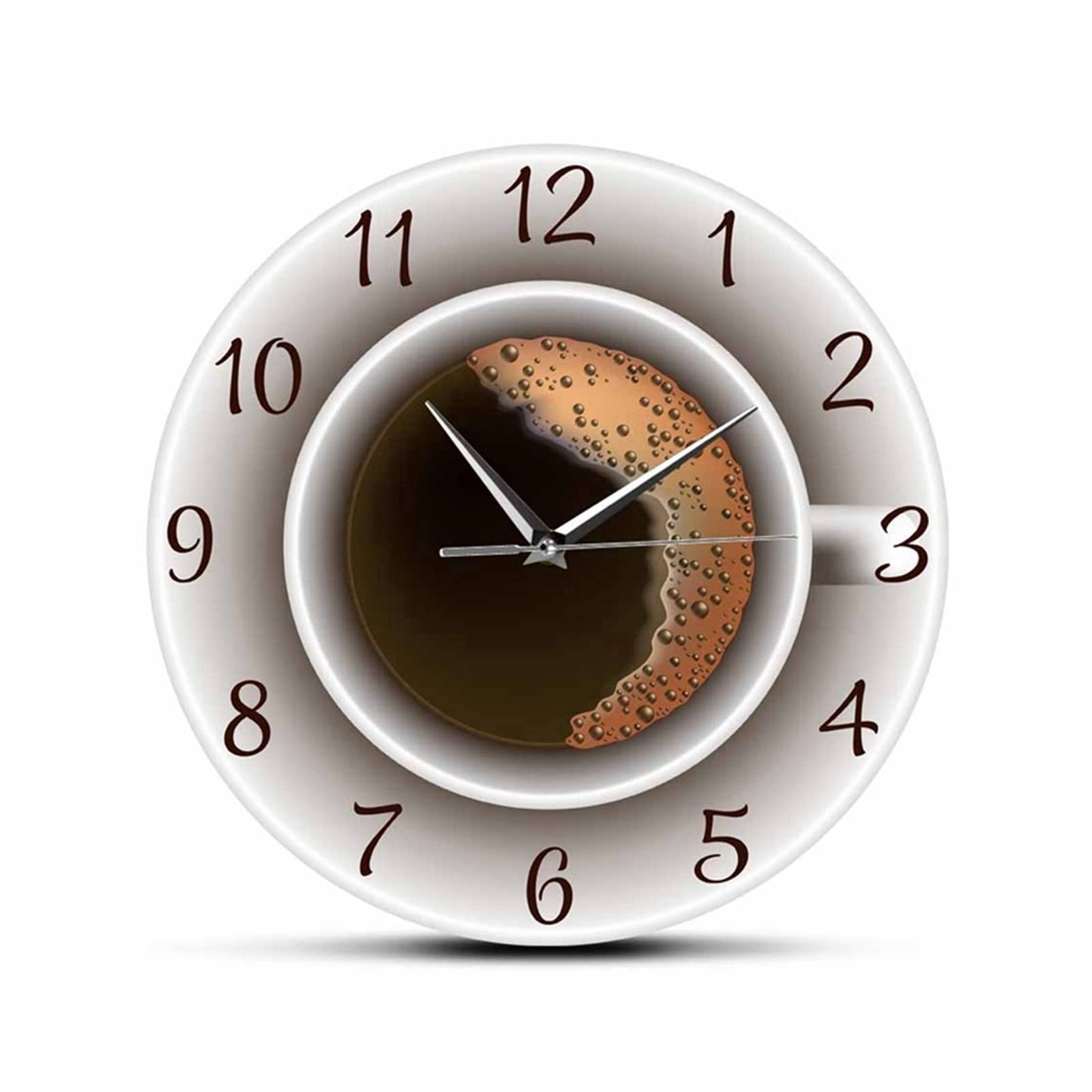 TOMYEUS Silent Wall Clock - Decorative Coffee Cup with Foam Design for Kitchen, Cafe & Home Decor | Perfect for Coffee Shops, Restaurants & Living Rooms