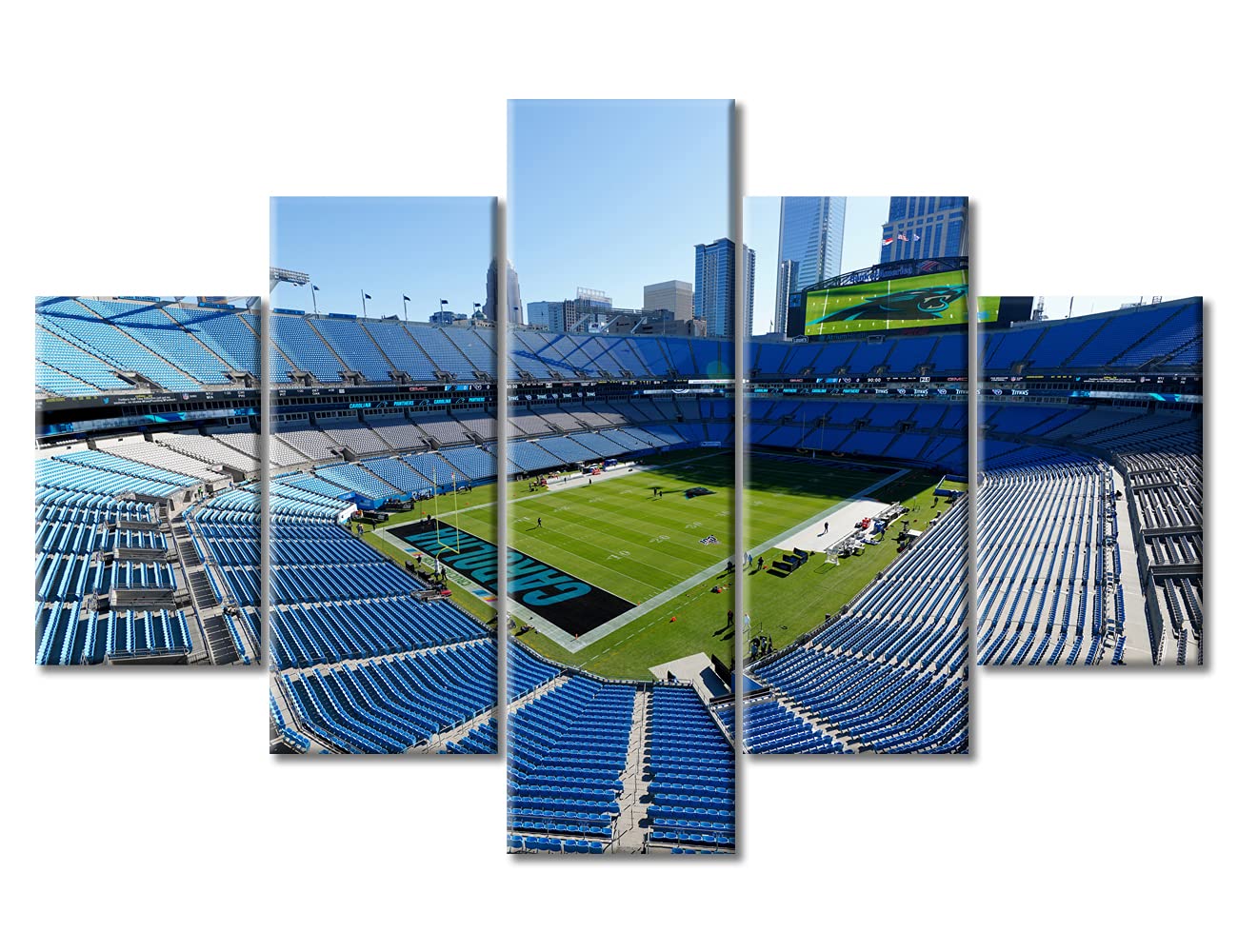 5-Piece American Soccer Poster Wall Art Set - Bank of America Stadium Canvas Print with Wooden Frame (60