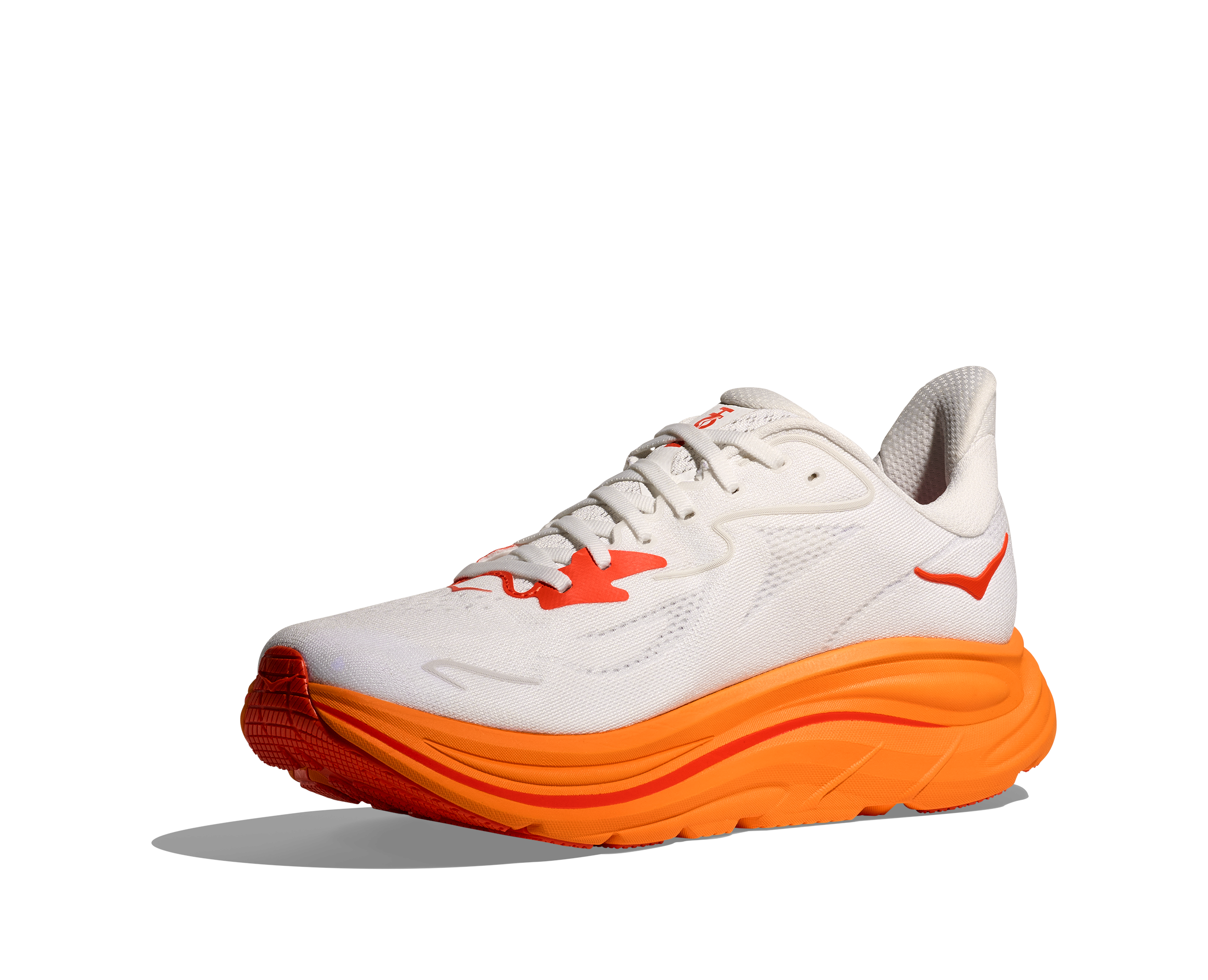 HOKA Women's Clifton 10 Running Shoes - Frost/Orange Zest - Lightweight Cushioned Sneakers for Road Running, Jogging & Gym Workouts