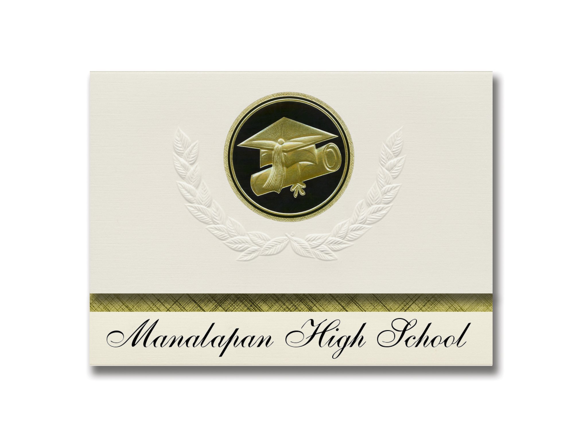 Manalapan High School Graduation Announcements - Presidential Style Elite Package of 25 with Cap & Diploma Seal - Black & Gold - Perfect for Graduation Ceremonies, Senior Photos & Keepsakes