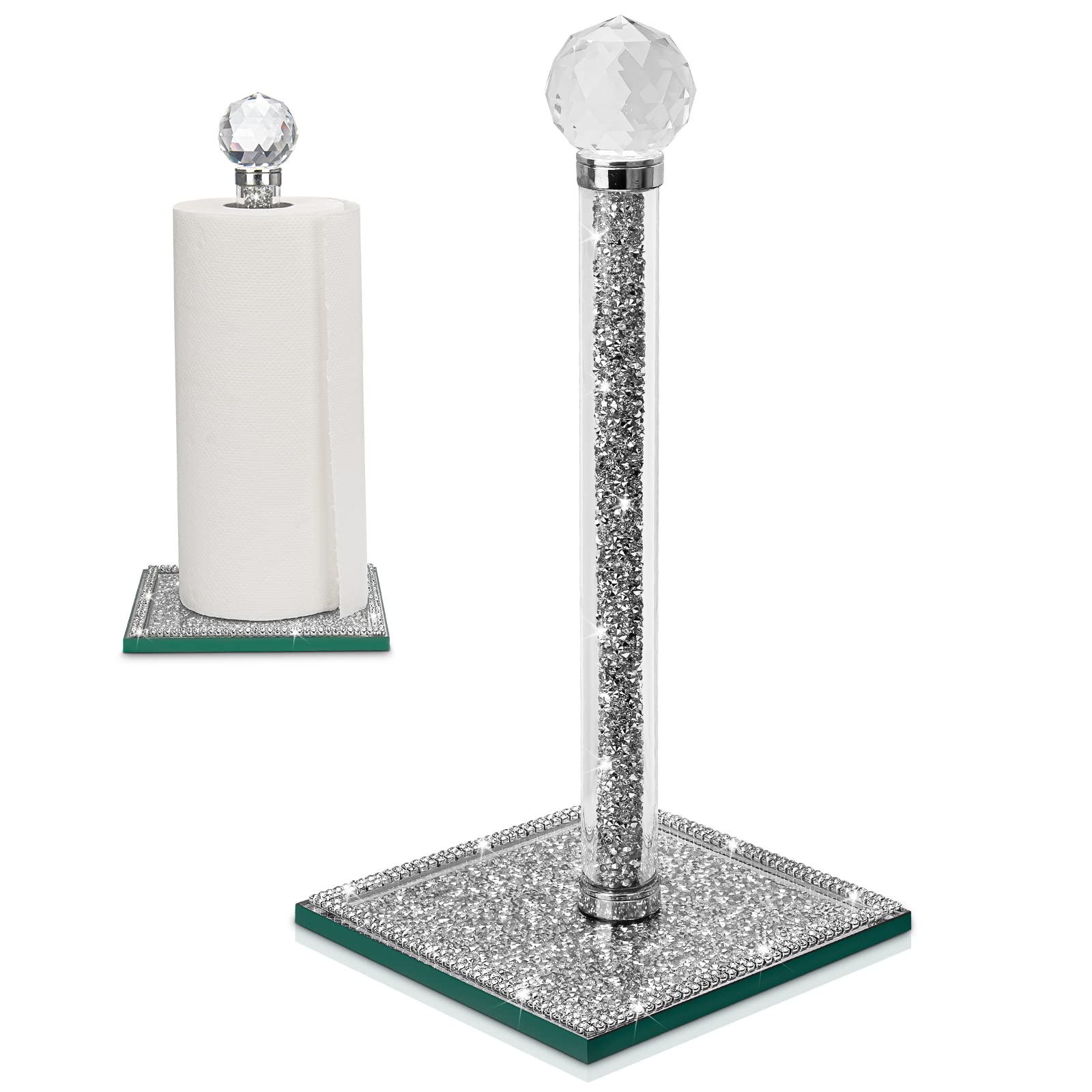 Elegant Crystal Paper Towel Holder - Silver Countertop Towel Stand for Kitchen & Bathroom | Stylish Bling Home Decor for Modern Spaces