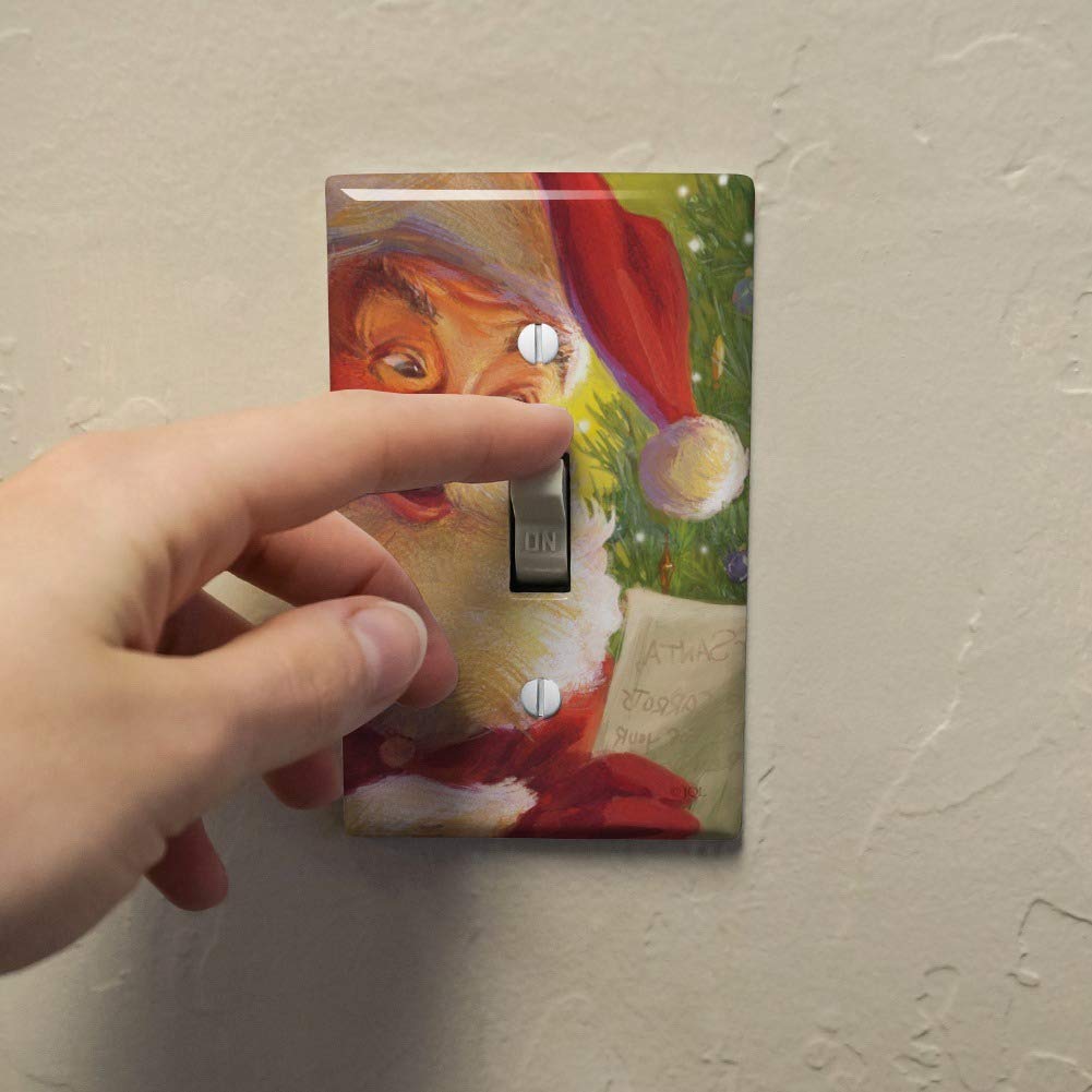 Christmas Santa Note Wall Decor - Plastic Light Switch Plate Cover for Holiday Home Decoration | Perfect for Living Room, Bedroom & Kids Room