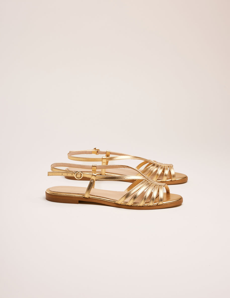 Ninon B Leather Sandals in Gold - Stylish & Comfortable Women's Sandals for Summer, Beach, and Casual Outings