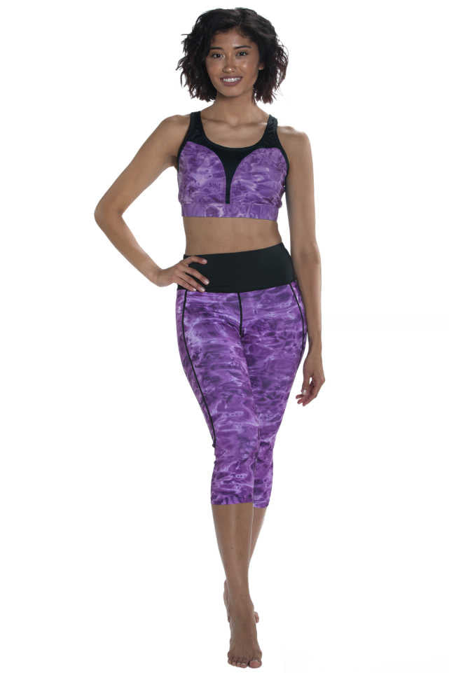 Women's High Waist Capri Swim Leggings - Quick Dry Workout Aqua Design for Yoga, Beach & Pool Activities