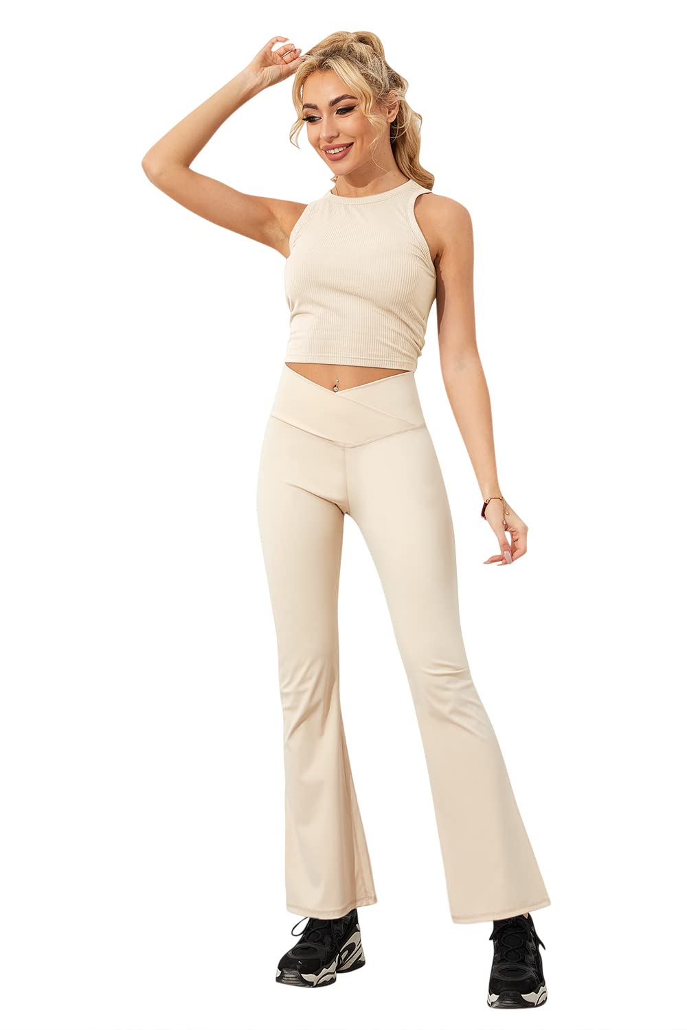 Esobo Women's High Waisted Bootleg Yoga Pants - Wide Leg Workout Flare Pants for Yoga, Gym & Office - Comfortable Bootcut Dress Pants for Work & Casual Wear