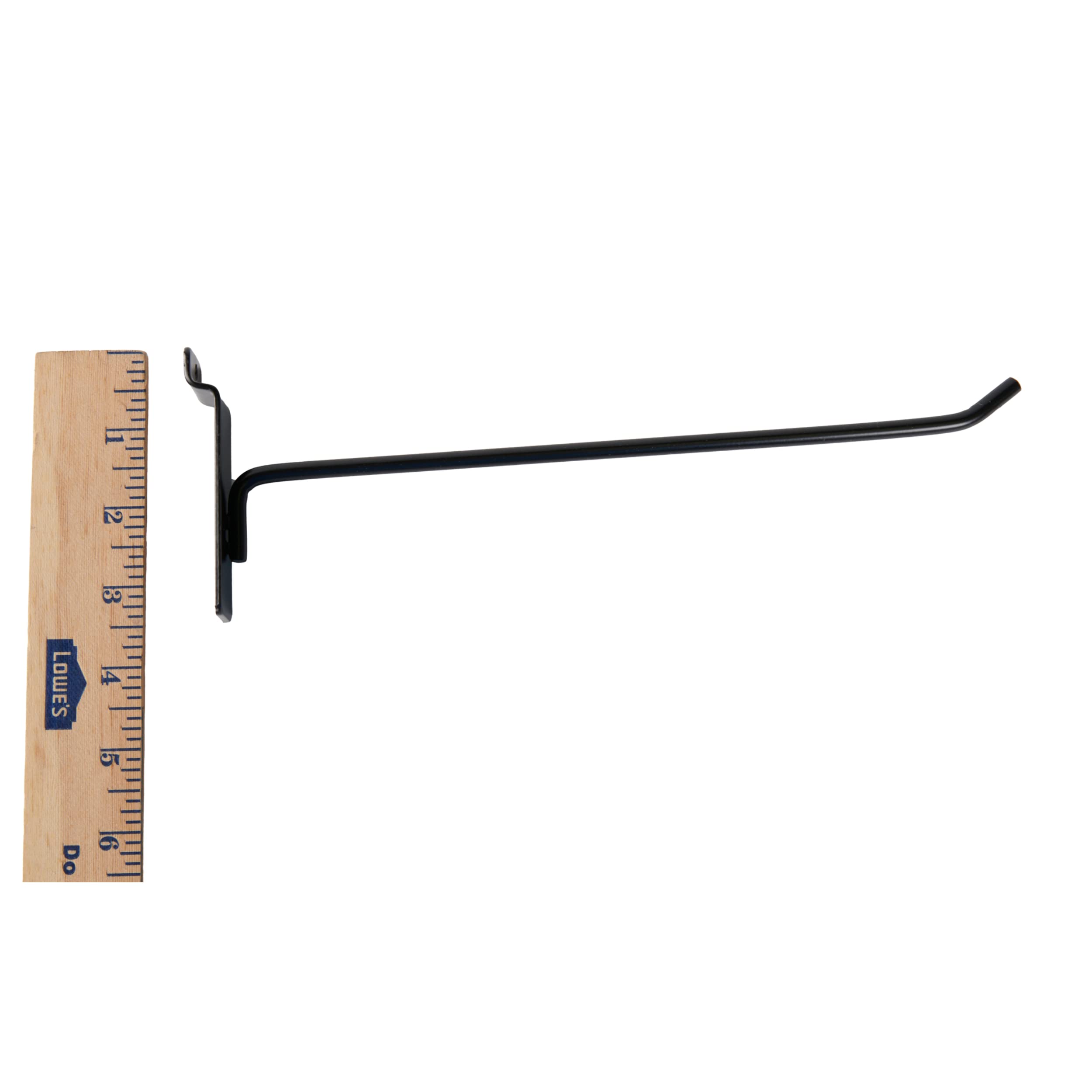 SSWBasics 10 Inch Black Peg Hooks for Slatwall - Heavy Duty Metal Display Hooks (25 Pack) - Perfect for Retail Stores, Garages & Home Organization
