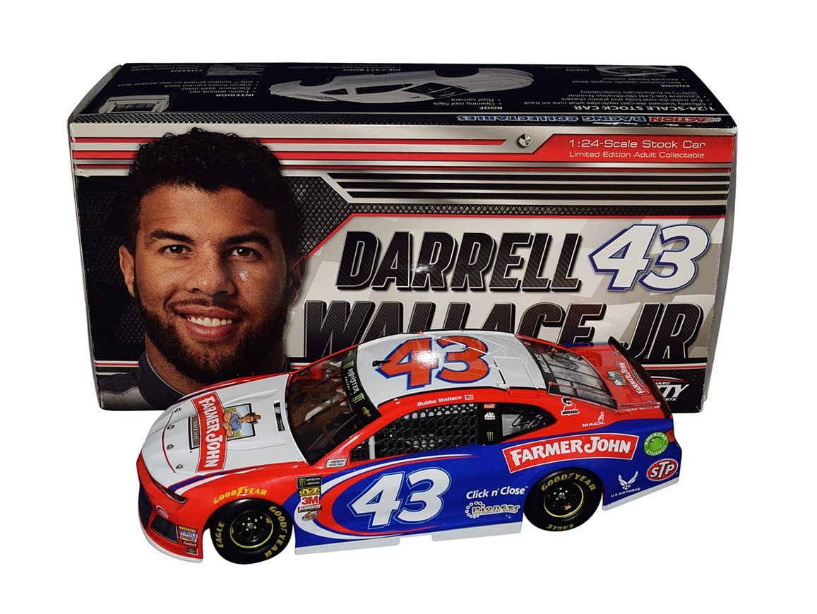 2018 Bubba Wallace #43 Farmer John Racing Rookie Season Autographed Lionel 1/24 Scale NASCAR Diecast Car with COA (Limited Edition 279/445) - Perfect for NASCAR Collectors, Racing Fans, and Display Cases