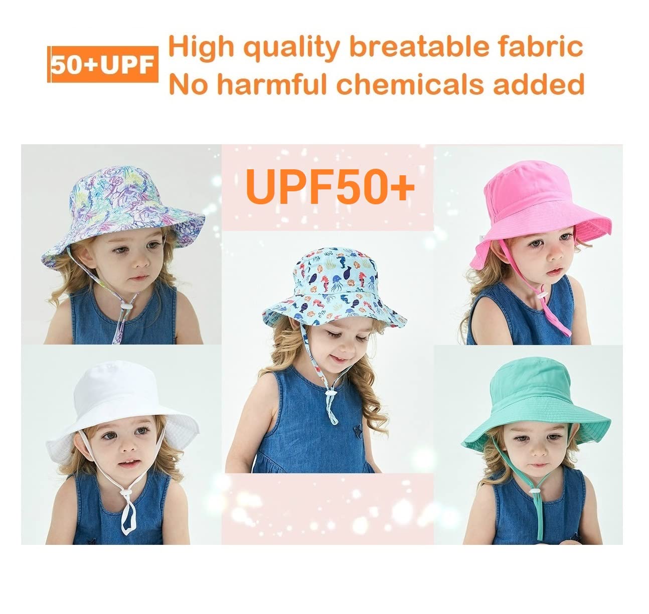 UPF 50+ Baby Sun Hat for Boys & Girls - Adjustable Toddler Summer Bucket Hat with Sun Protection - Cotton Kids Beach Hat for Outdoor Play, Park, and Pool Activities