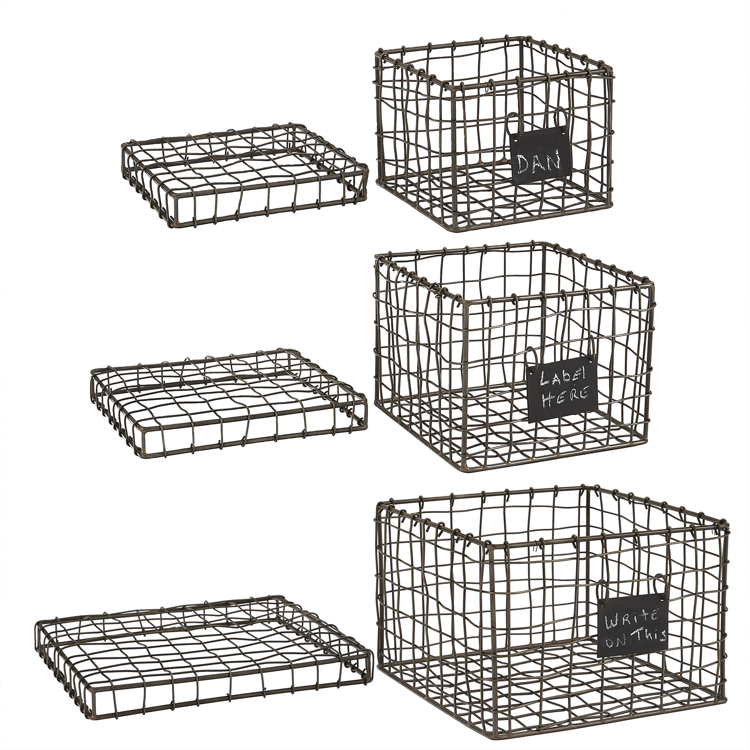 Park Designs Wire Baskets with Chalkboard Labels - Set of 3 Storage Baskets for Kitchen, Bathroom & Office Organization