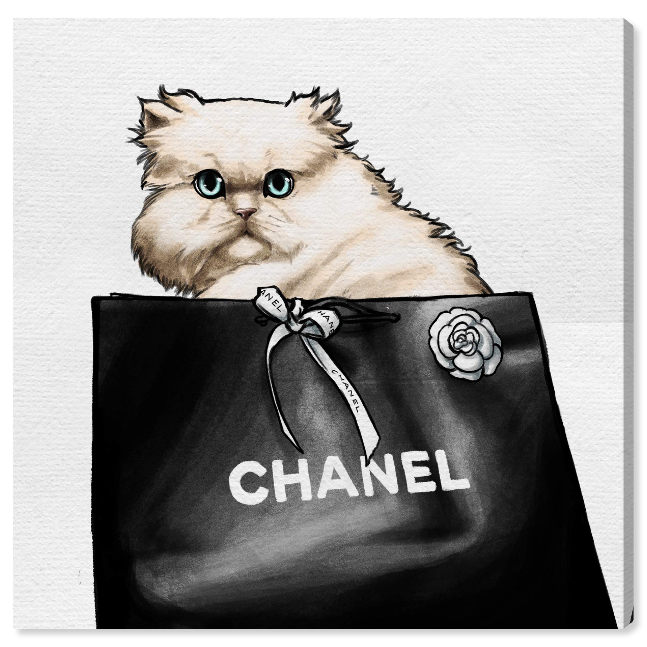 Oliver Gal Artist Co. 'Feline Glam' Fashion Wall Art Canvas Print - 20x20 Inch Modern Home Decor in Black & White - Perfect for Living Room, Bedroom or Office Wall Decor