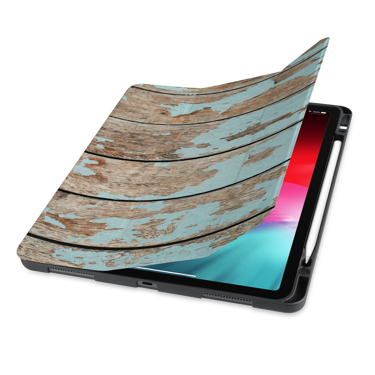 Premium Wooden iPad Trifold Case - Slim Protective Cover with Auto Sleep/Wake for iPad Air/Pro (10.9-12.9