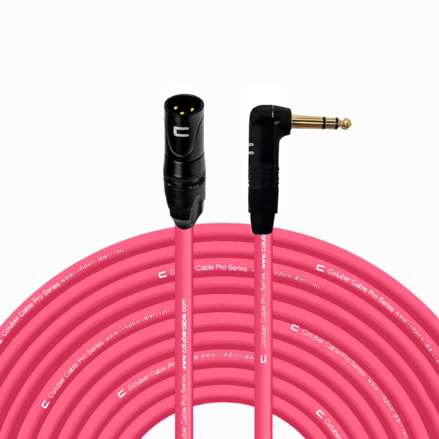 Professional 75ft Pink Balanced XLR Male to Right Angle 1/4