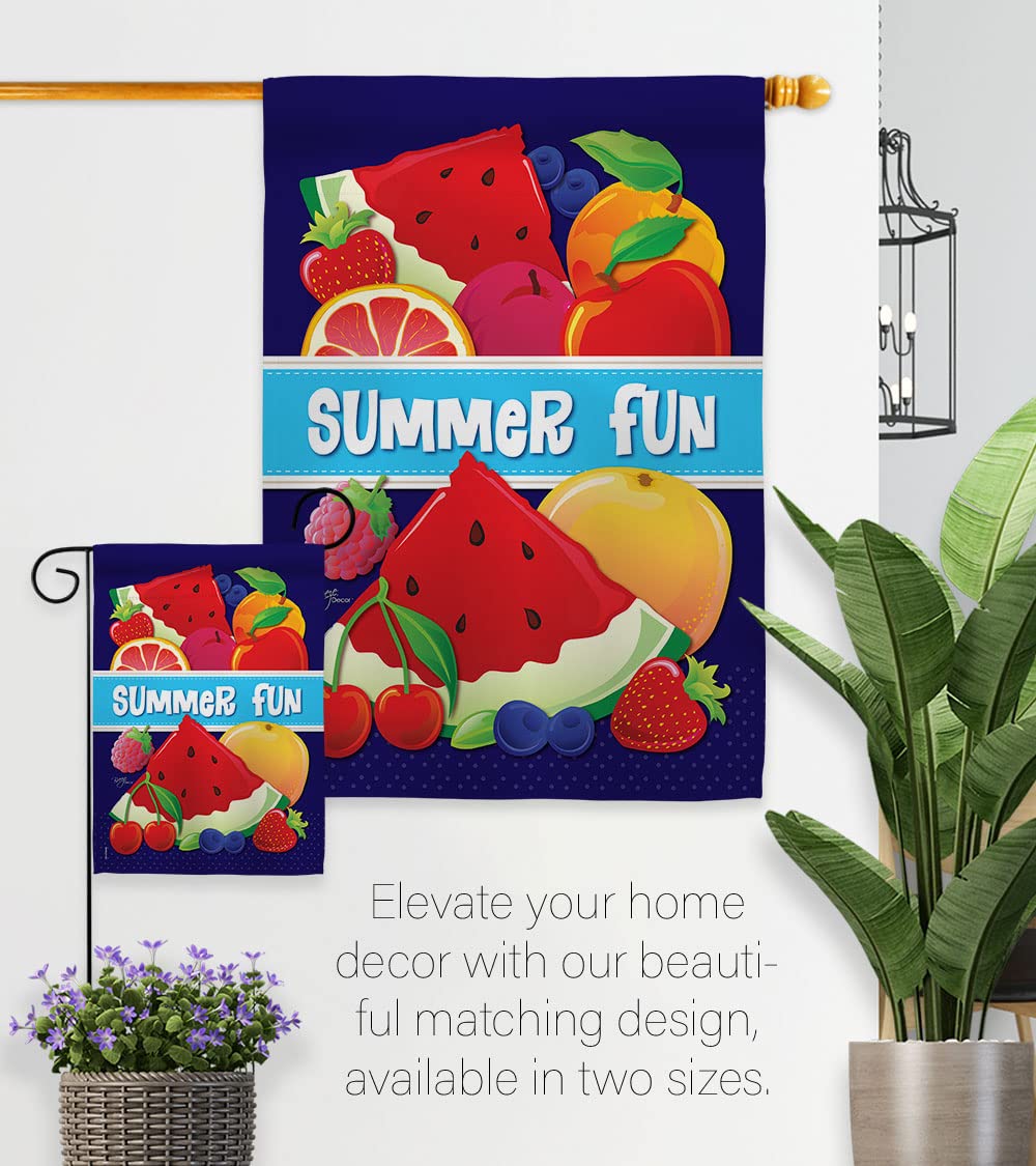 Summer Fun Vertical House Flag Set 28x40in w/Flagpole - Outdoor Decor