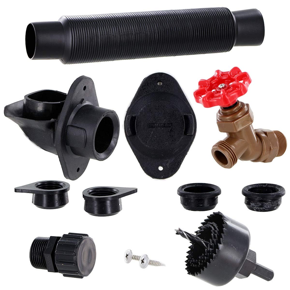EarthMinded Rain Barrel Plastic Diverter Kit (Pack of 3) - Eco-Friendly Water Conservation System for Garden Irrigation & Outdoor Use