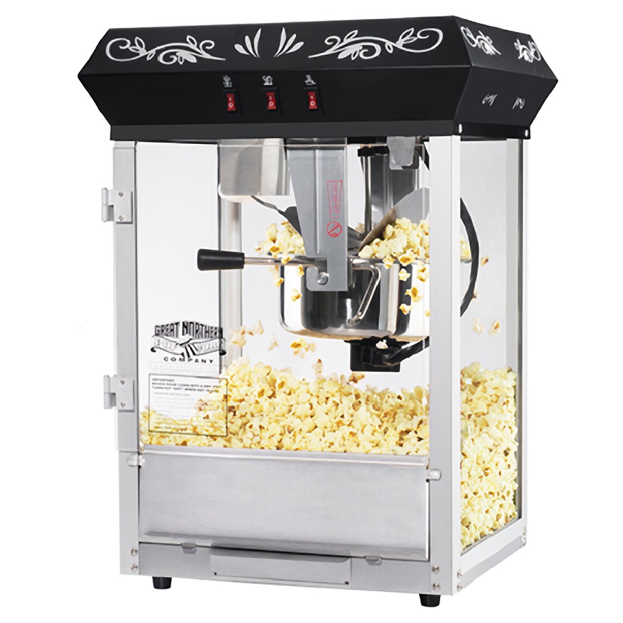 Great Northern Popcorn Machine - 8 oz Black Commercial Popcorn Popper for Movie Theater Style Popcorn at Home, Parties & Events