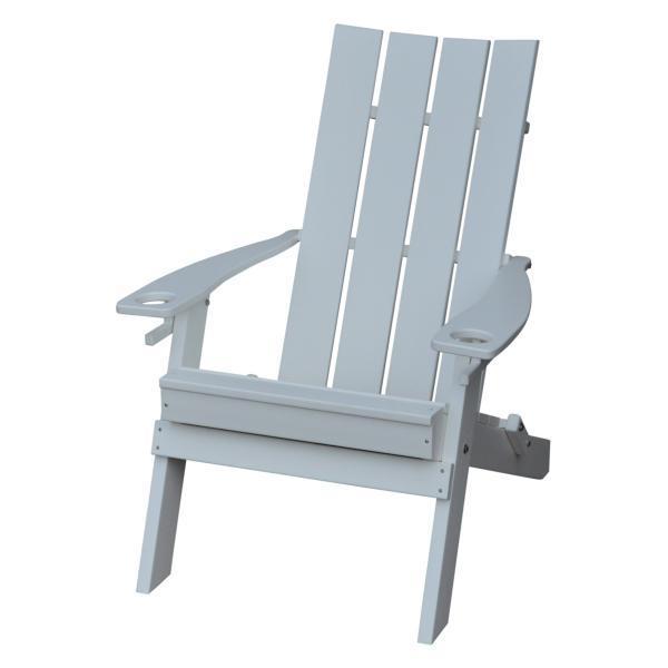 A & L Furniture Poly Hampton Folding Adirondack Chair with 2 Cup Holders - Outdoor Patio, Garden, Poolside, and Beach Relaxation
