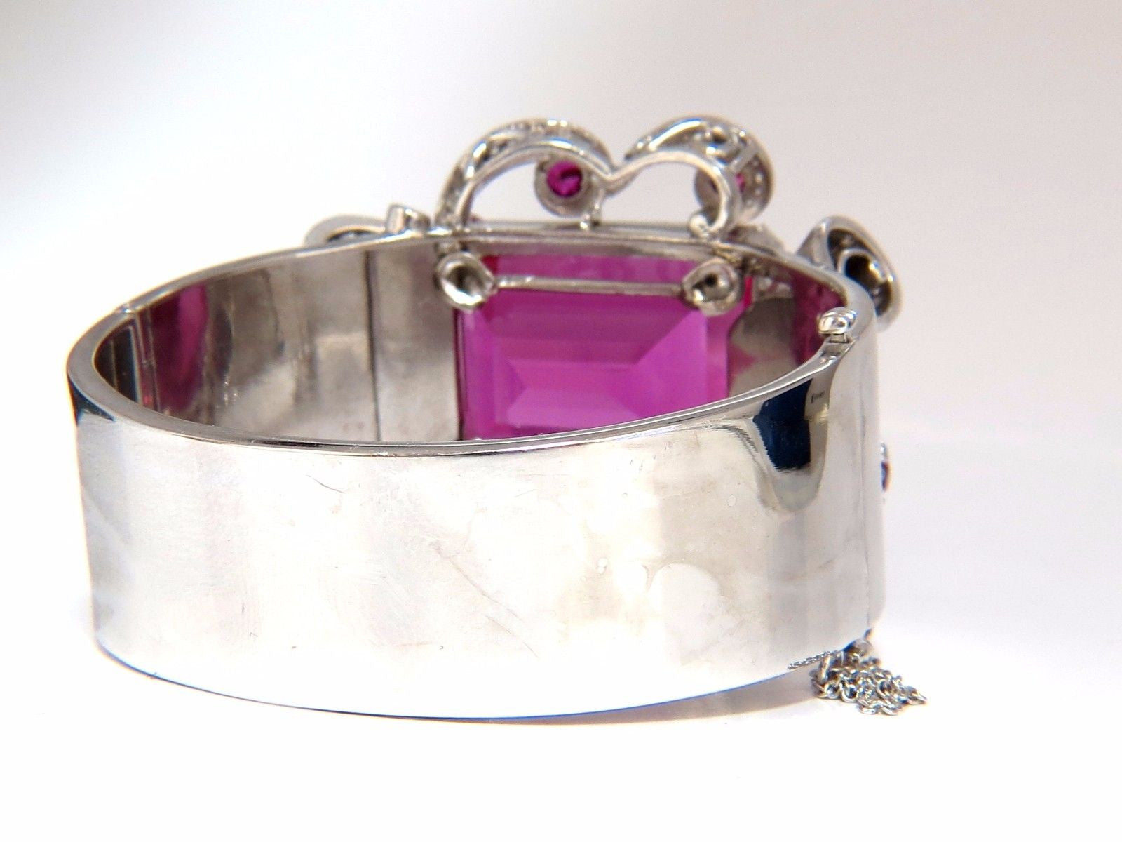 Elegant Pink Sapphire Diamond Ruby Bangle Bracelet - Parisian Deco Style for Women | Perfect for Weddings, Parties & Special Occasions