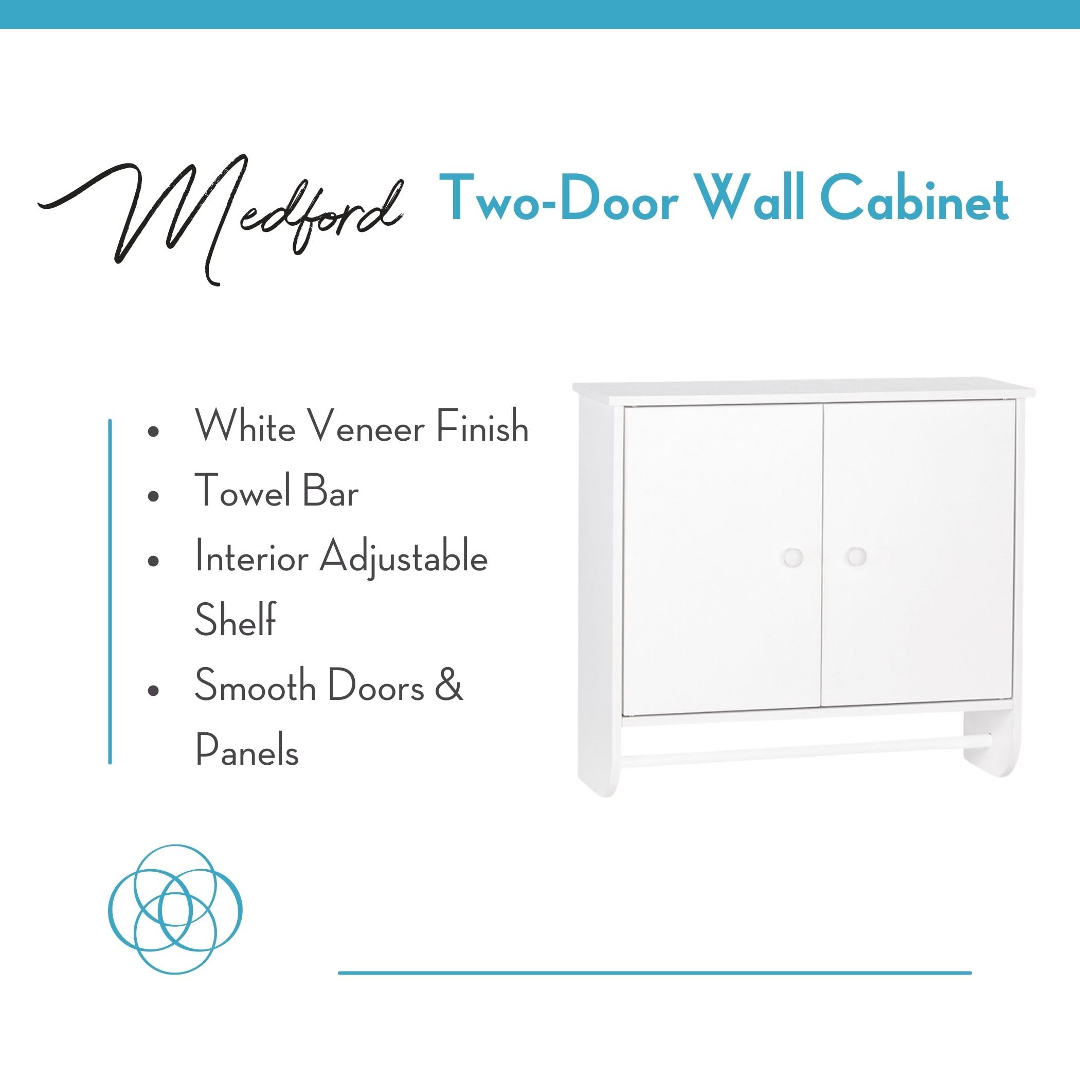 White Medford Wall Cabinet - Two-Door Storage for Kitchen & Bathroom