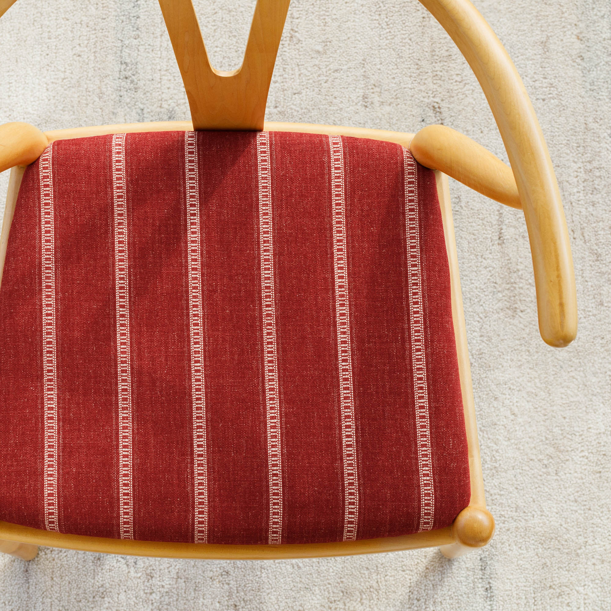 Brunswick Stripe Fabric - Pomegranate Red Upholstery Material for Sofas, Chairs & Home Decor | Premium Cotton Blend Textile