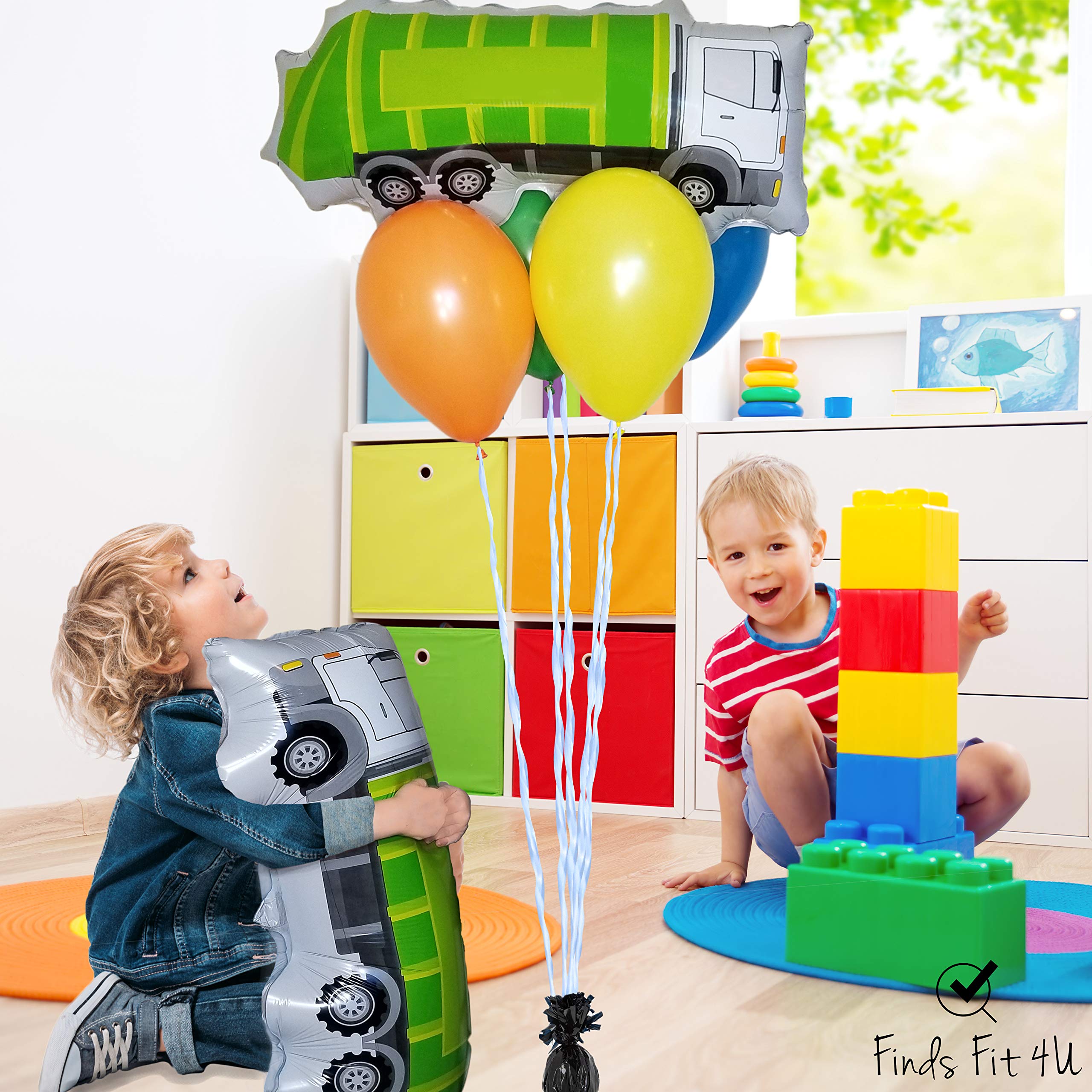 2 Large Green Garbage Truck Foil Balloons - Perfect for Birthday Party Decorations, Truck Themed Events & Kids Room Decor - Includes Ribbon (Ideal for Garbage Truck Birthday Parties, Baby Showers & Nursery Decor)