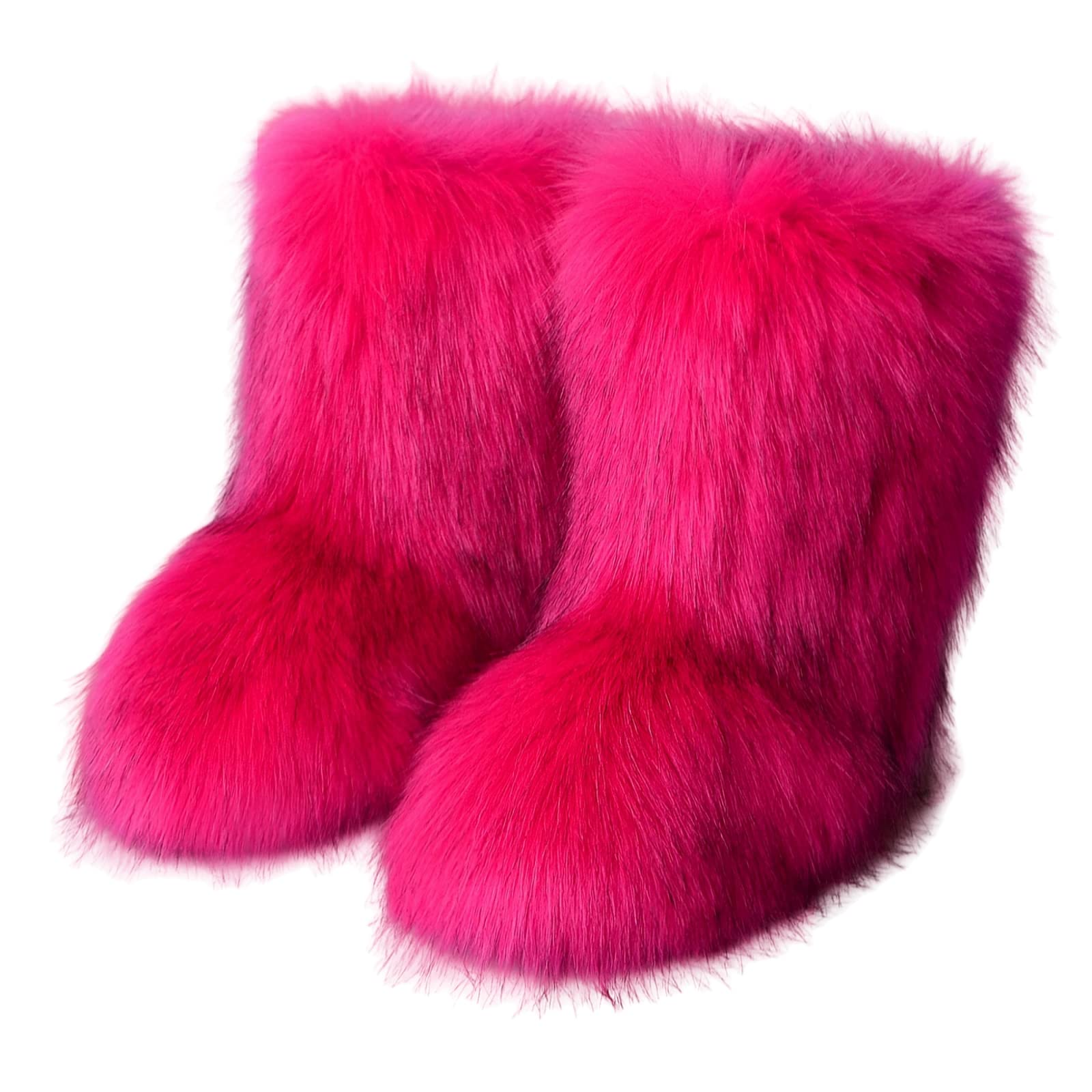MRTAILOR Women's Faux Fur Snow Boots - Fluffy Winter Boots with Round Toe, Flat Heel & Rubber Sole | Fashionable Christmas Party Shoes & Outdoor Winter Boots for Women & Girls | Perfect for Holiday Gifts, Snow Days & Casual Outfits