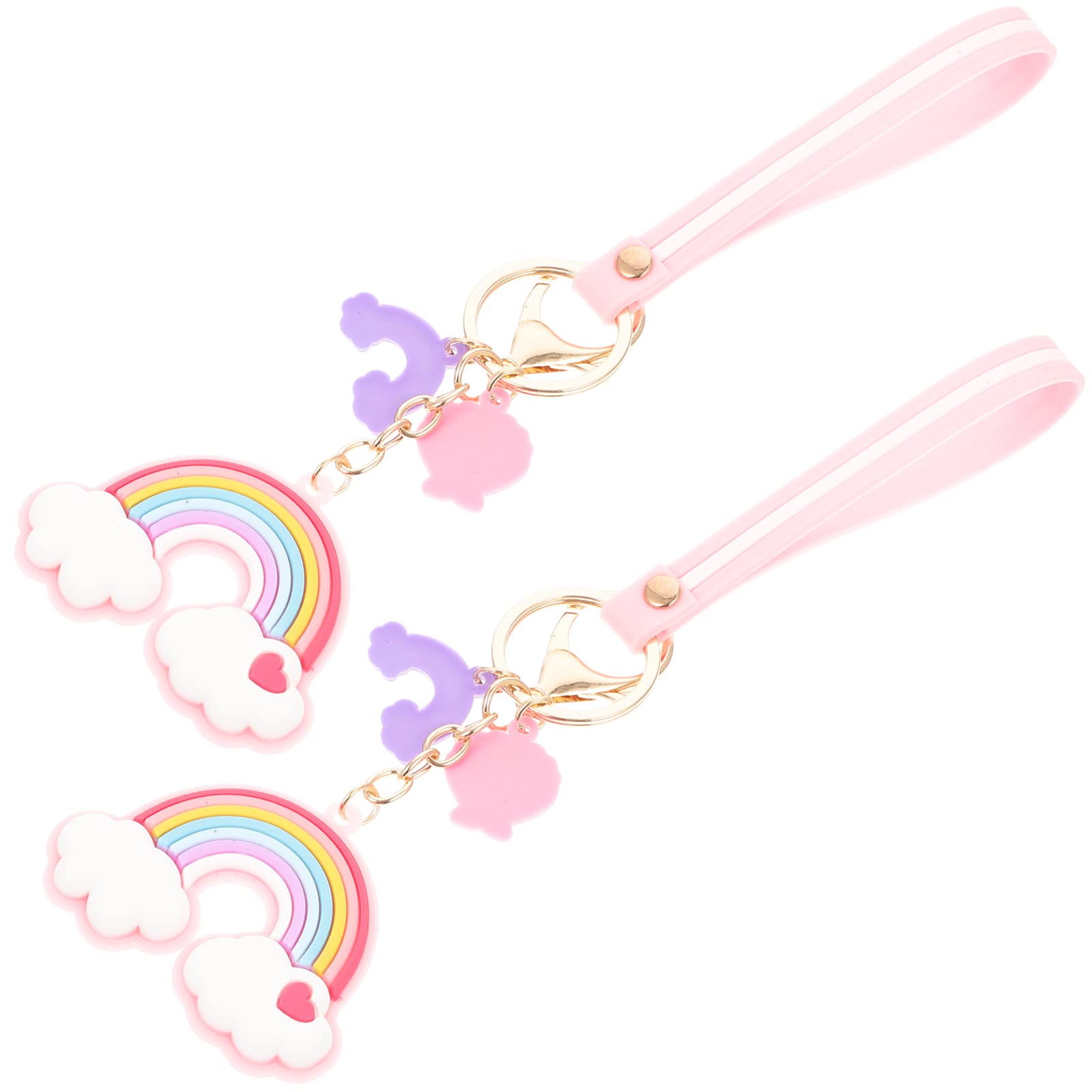 Amosfun 2 Pack Rainbow Shaped Keychains - Colorful Cartoon Key Rings for Kids & Adults | Perfect for Backpacks, Luggage Tags & Gift Giving