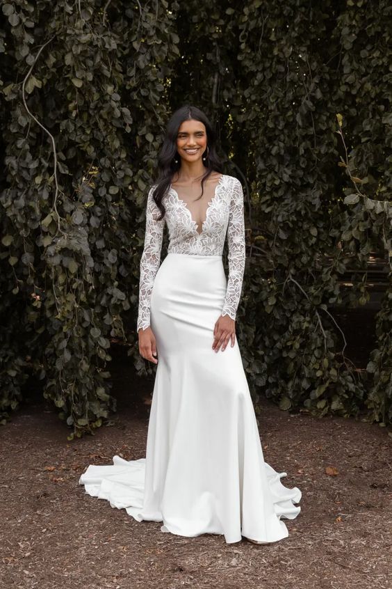BHLDN Jenny Yoo Veda Gown - Elegant Wedding Dress for Bride, A-Line Lace Gown with Long Sleeves | Perfect for Church Ceremony, Garden Wedding & Formal Events