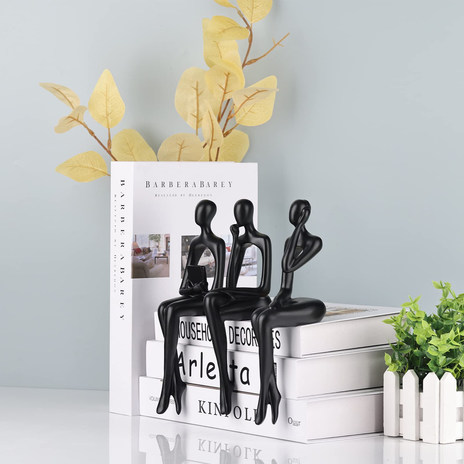 SHENGTIAN Abstract Thinker Statue - Black Resin Sculpture for Bookshelf, Desktop, Home & Office Decor | Perfect for Living Room, Study, and Workspace Accents | Durable & Stylish Decorative Figurine