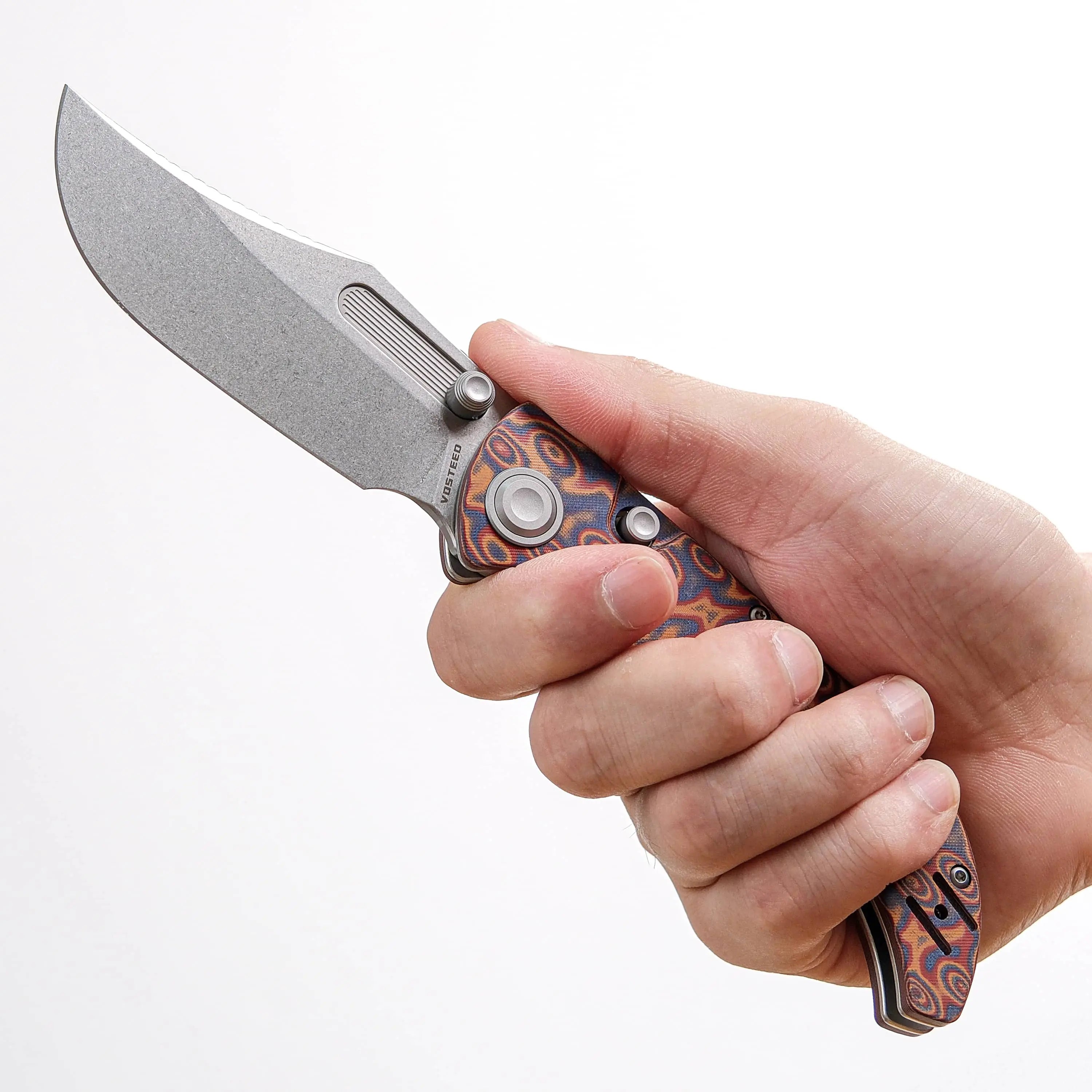 Naga Copper Raindrop Micarta Pocket Knife with S35VN Steel Blade - EDC, Camping, Outdoor Survival & Everyday Carry Tool (Model A3904)