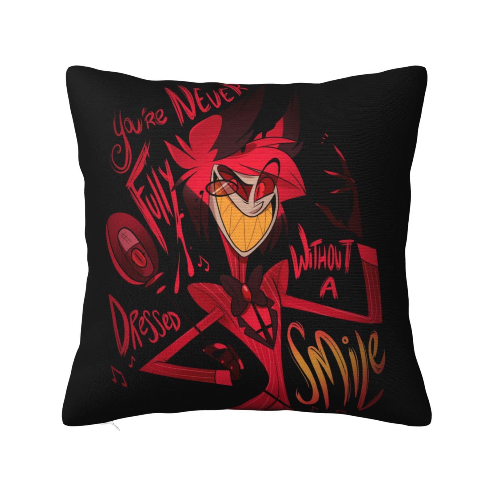 Hazbin Hotel 18x18 Inch Square Pillow Cover - Soft Decorative Cushion Case for Sofa, Bedroom, Car | Modern Anime Print Home Decor | Perfect for Gaming Rooms, Movie Nights & Themed Parties