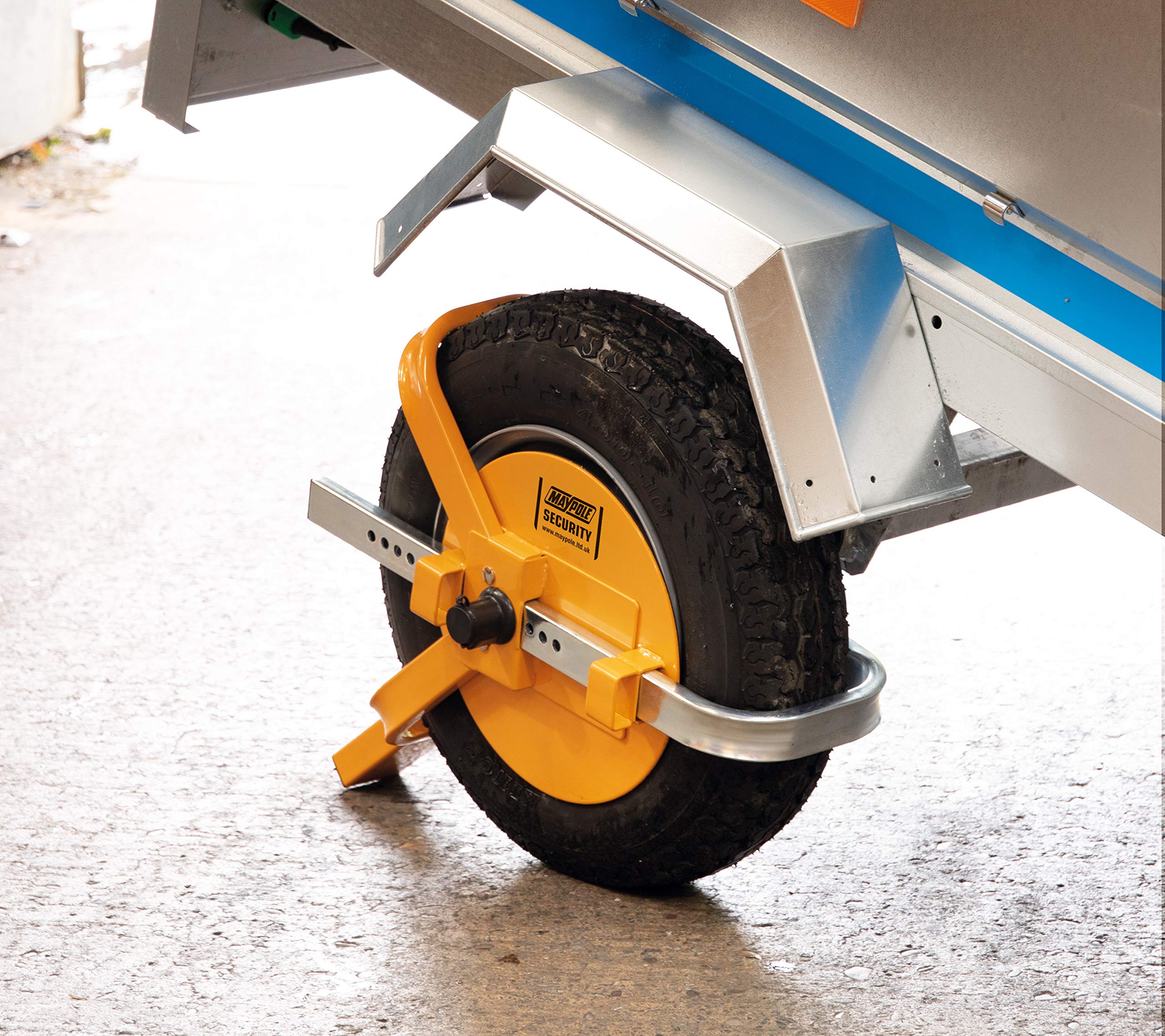 8-10 Inch Heavy Duty Trailer Wheel Clamp - MP9061 Yellow Wheel Lock for Boat, RV & Utility Trailers - Secure Parking & Theft Prevention Solution