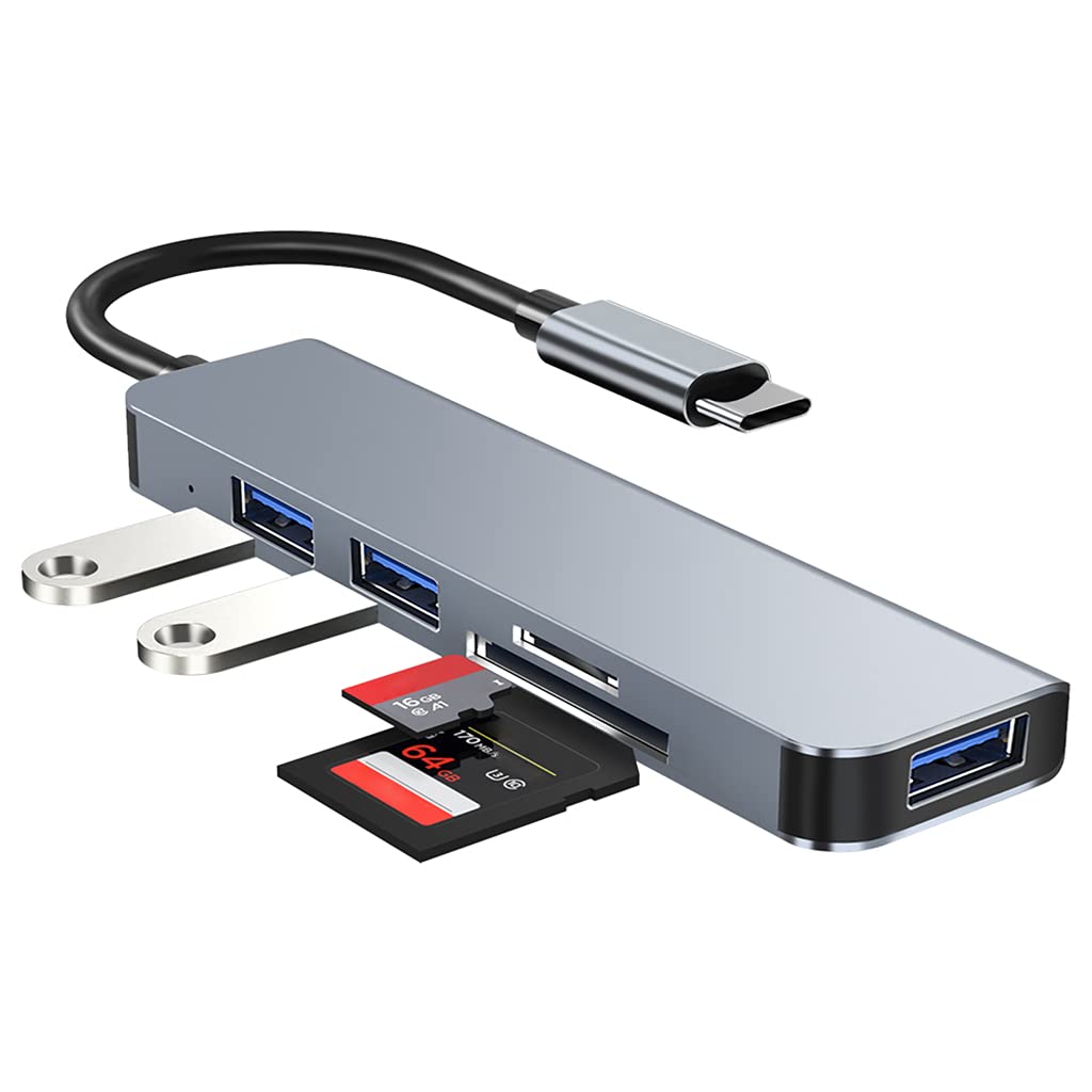 SANRLO 5-Port USB 3.0 Hub with SD/TF Card Reader - High-Speed USB Splitter for Laptop & PC - Fast Data Transfer USB Port Expander - Perfect for Office, Home & Travel Use