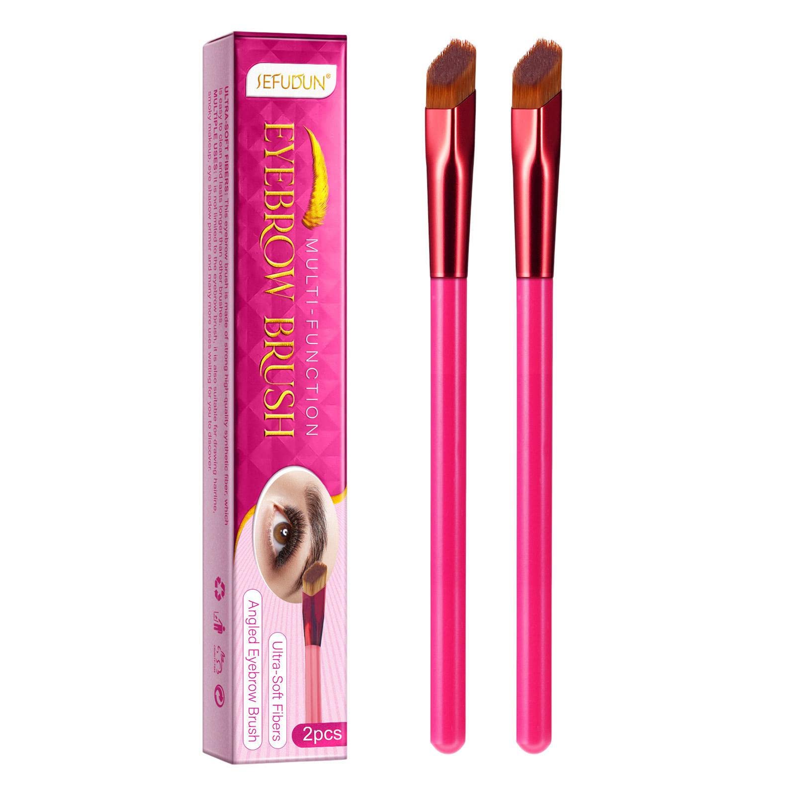 2PCS Angled Eyebrow Brush Set - Multifunctional Eyebrow Makeup Brush for Concealer, Contouring & Natural Wild Brows - Perfect for Everyday Makeup & Professional Salon Use