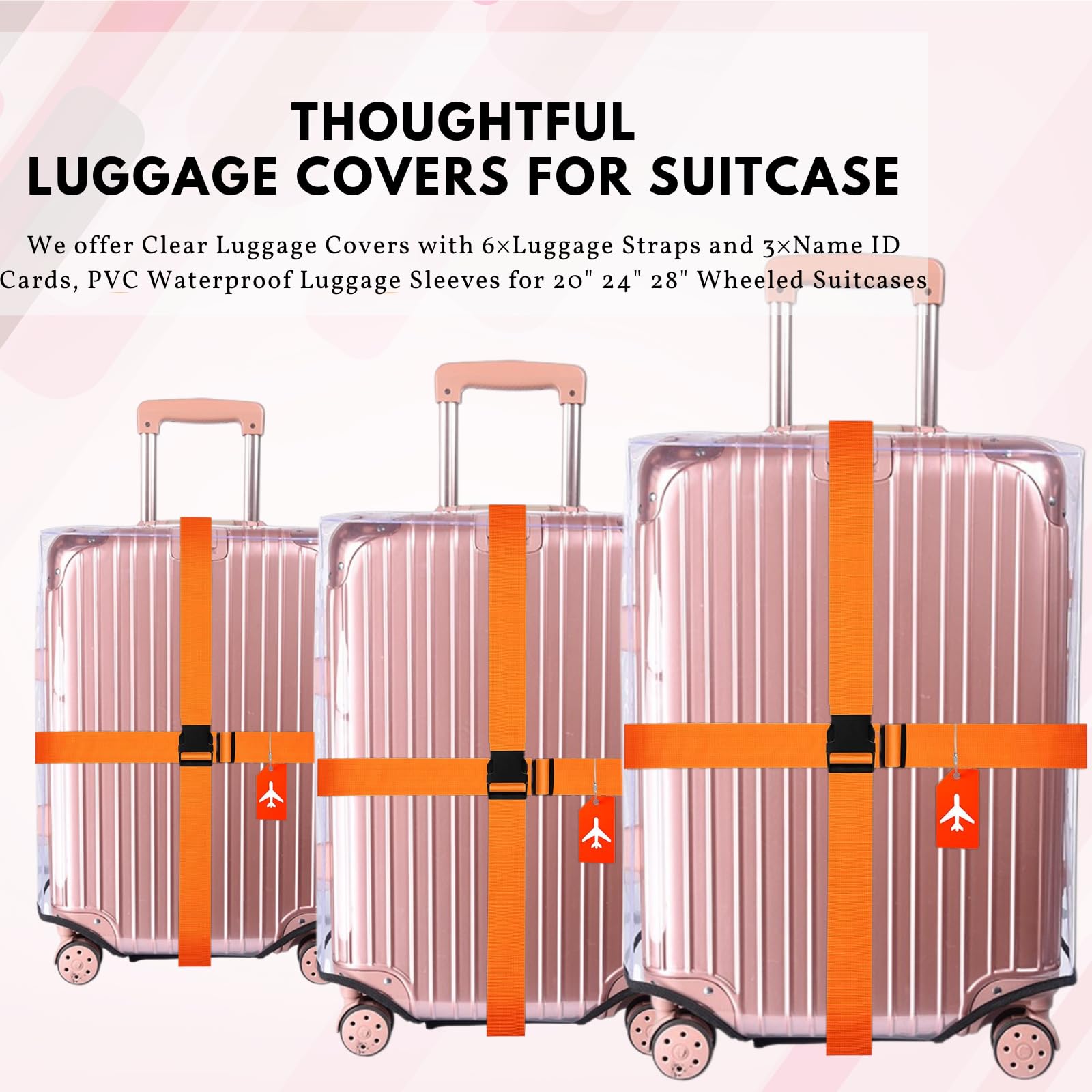 3 Pcs TSA Approved Transparent Waterproof Luggage Protector Covers for 20