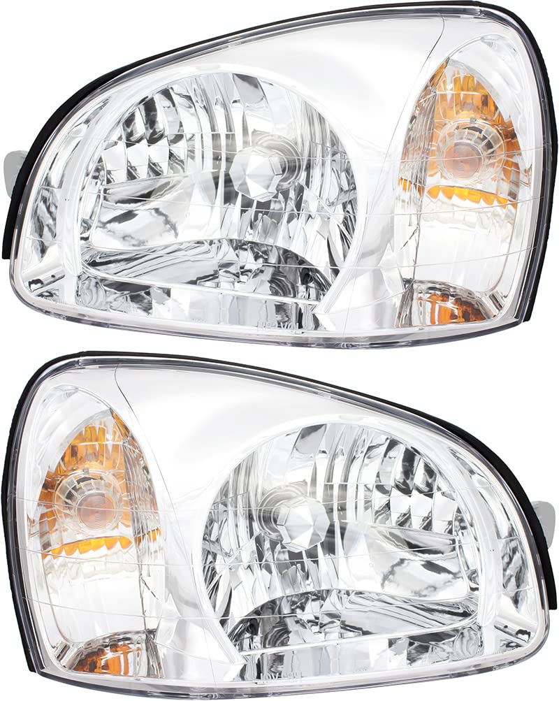Hyundai Santa Fe Headlights Replacement Set - Halogen Lamps for Driver & Passenger Side (2001-2003 Models) | Perfect for Night Driving & Road Safety