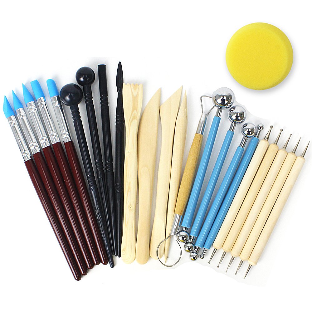 Polymer Clay Tools Kit 24pcs - Sculpting & Pottery Tools for Air Dry Clay & Rock Painting