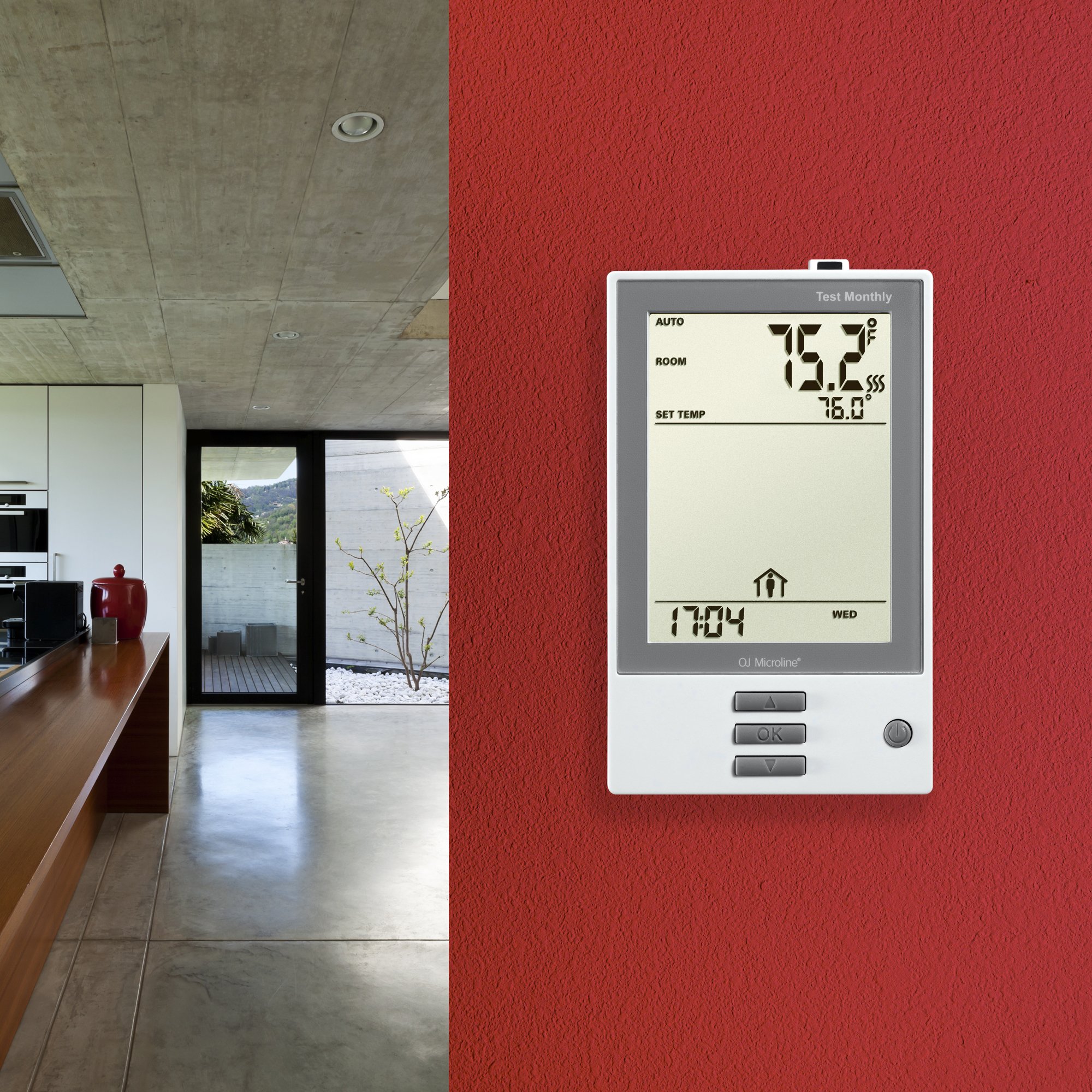 WarmlyYours OJ Electronics UDG-4999 nHance Smart Programmable Thermostat with Floor Sensor, Class A GFCI Protection, White - Perfect for Radiant Floor Heating Systems in Homes & Offices