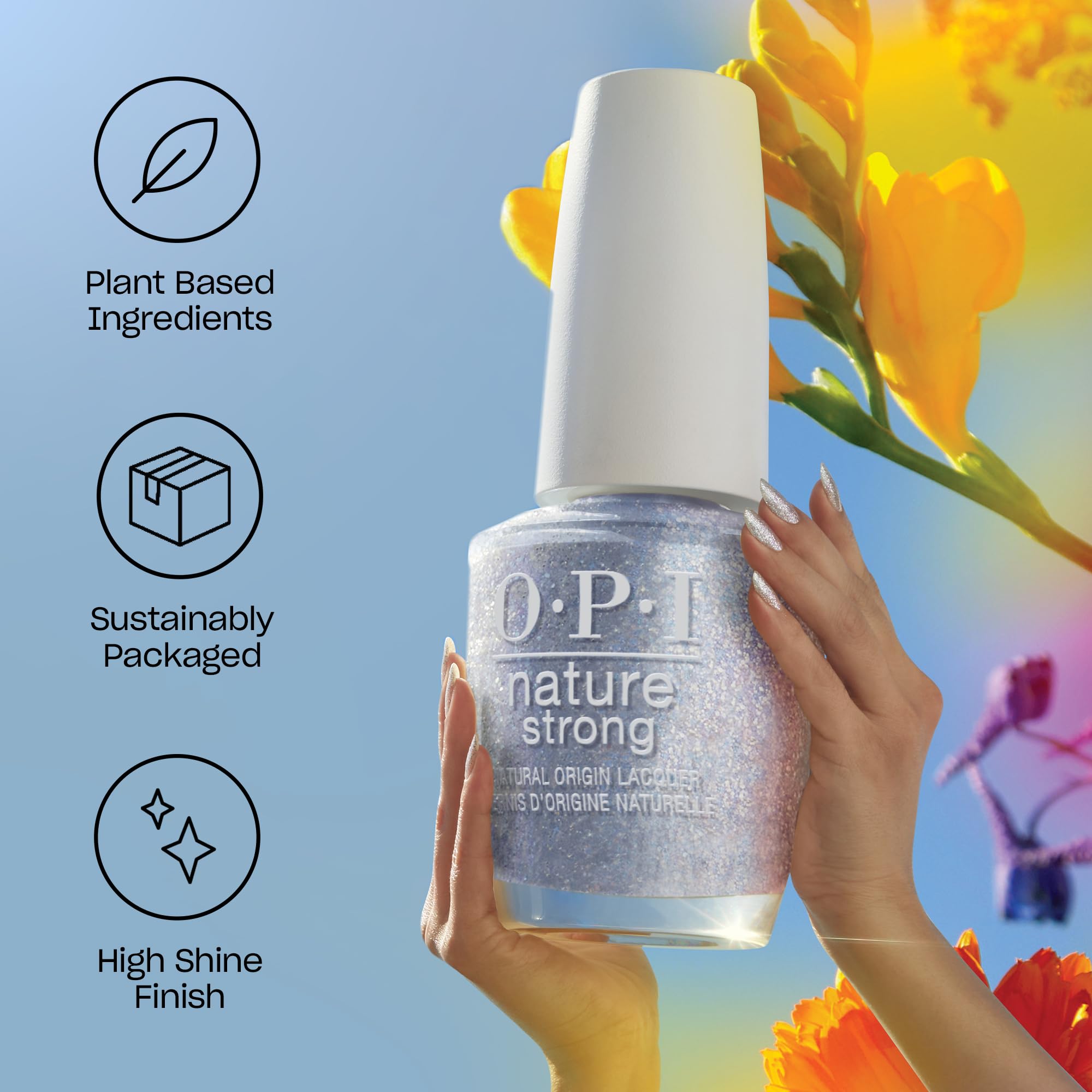 OPI Nature Strong Natural Origin Nail Polish - Clear Gel-Like Vegan Base & Top Coat | Plant-Based, Cruelty-Free, Eco-Friendly Formula | Perfect for Manicures, Pedicures & At-Home Nail Care