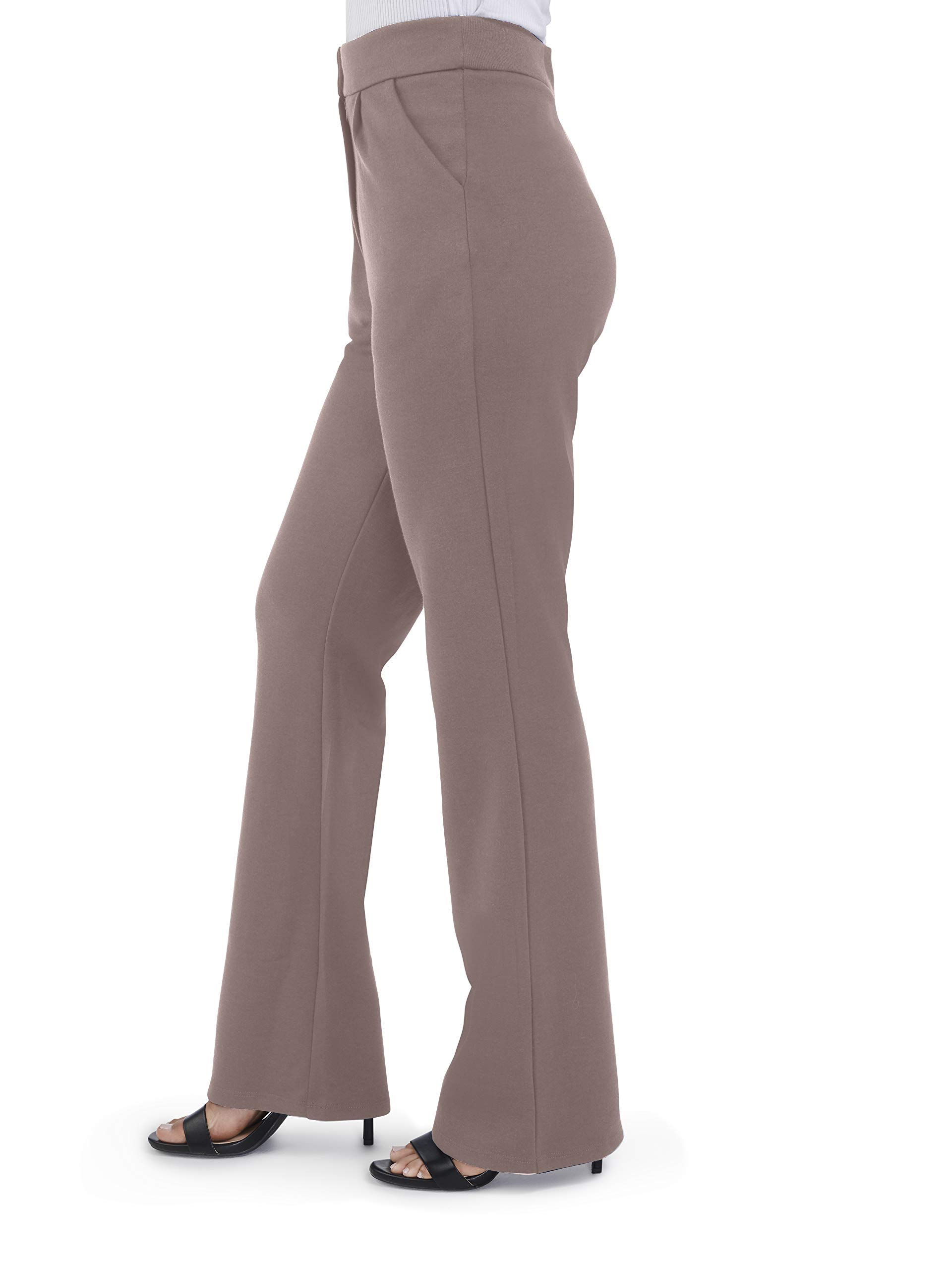 Fruit of the Loom Women's High Waisted Pleated Fit and Flare Pants - Comfortable Stretch Work Pants for Office, Casual Wear & Travel