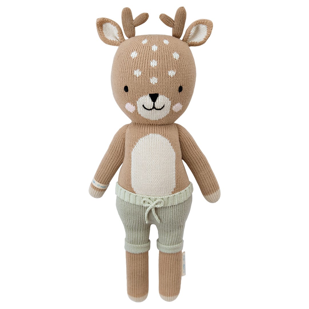 Cuddle+Kind Elliott the Fawn Plush Toy - Hand-Knit Organic Cotton Stuffed Animal for Kids & Babies | Perfect for Nursery Decor, Baby Shower Gifts & Cuddling Comfort