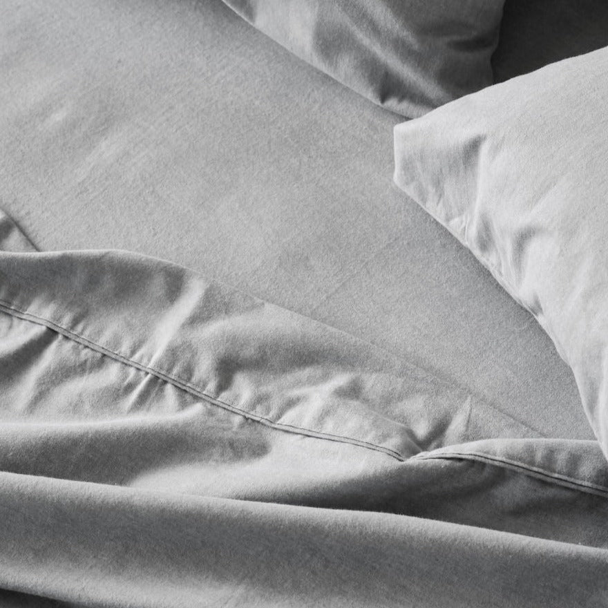 Premium Flannelette Plain Dyed Slate Sheet Set - Soft & Cozy Bedding by LINEN HOUSE - Perfect for Winter Nights & Cold Weather Comfort