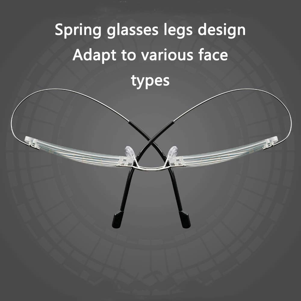 Progressive Multifocal Reading Glasses for Men & Women - Frameless Memory Titanium Flexible Anti-Blue Light Computer Glasses +2.50 - Perfect for Office Work, Reading & Screen Time