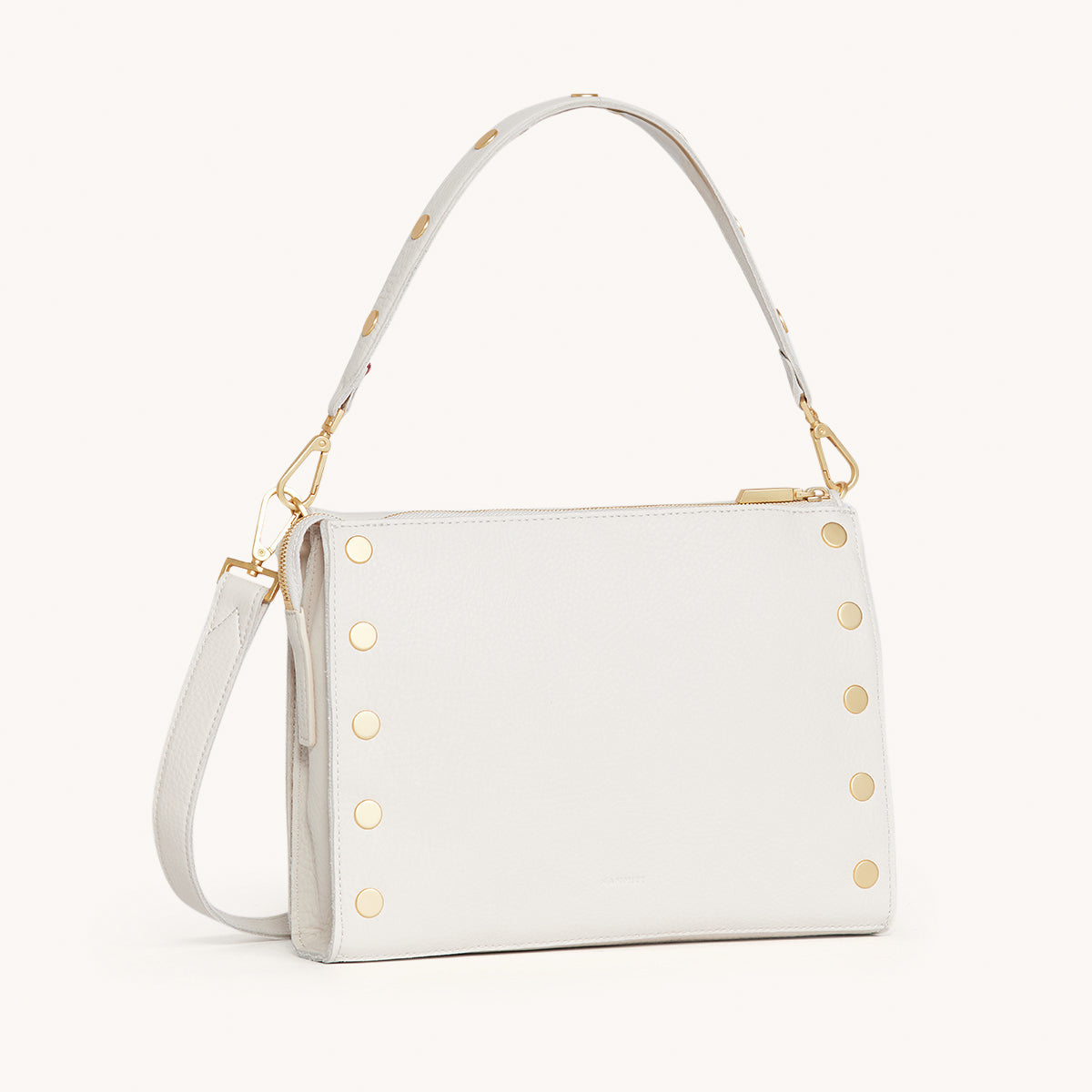 Montana Clutch Purse for Women - Calla Lily White & Brushed Gold Leather Crossbody Bag - Large Size Handbag for Evening Parties, Weddings & Special Occasions