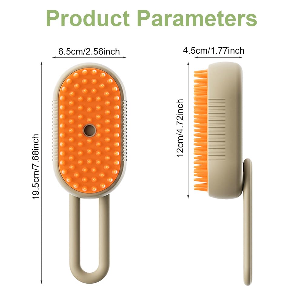 2024 Rechargeable Cat & Dog Grooming Brush with Steam - Pet Hair Shedding Remover, Massaging Brush for Cats & Dogs, White | Perfect for Home Grooming & Shedding Control