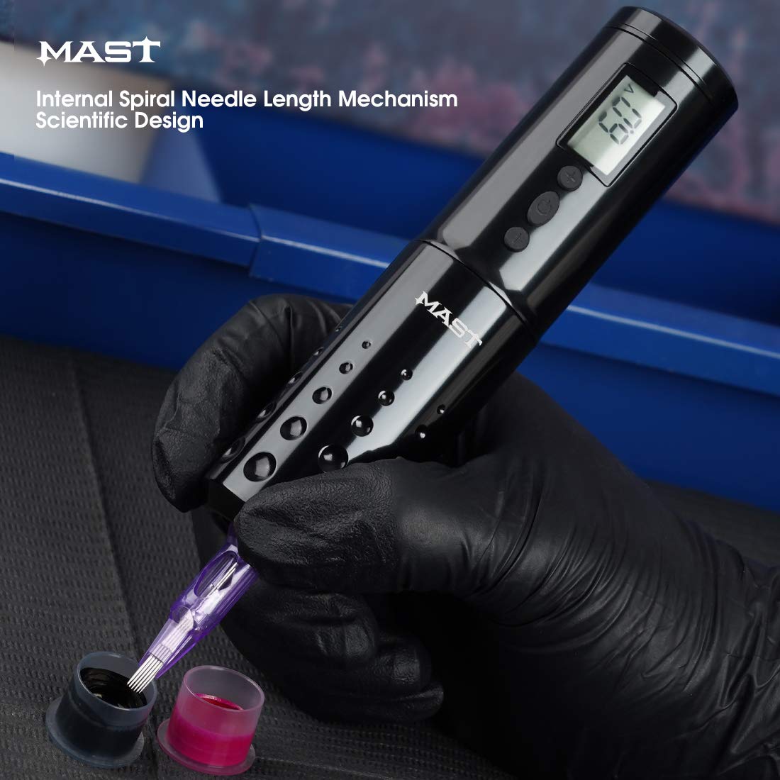 **Mast Lancer Cordless Rotary Tattoo Pen Machine - 2Pcs Replaceable 1900mAh Batteries, Digital LED Display, Professional Tattoo Kit for Artists (Green) - Perfect for Tattoo Shops, Home Studios & Beginners**