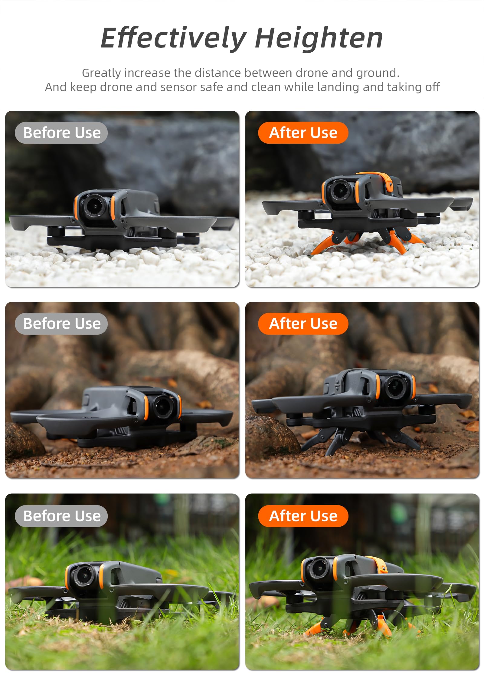 DJI Avata 2 Foldable Landing Gear Extension Kit - Orange Height Adjustable Legs for Enhanced Drone Stability | Perfect for Aerial Photography, Cinematic Shots & Outdoor Adventures
