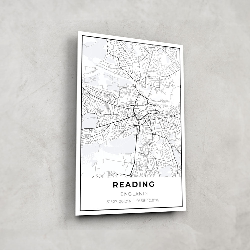 Reading Map Glass Wall Art - Vintage Style Decorative Glass Panel for Home & Office Decor - Perfect for Living Room, Bedroom, or Study Area